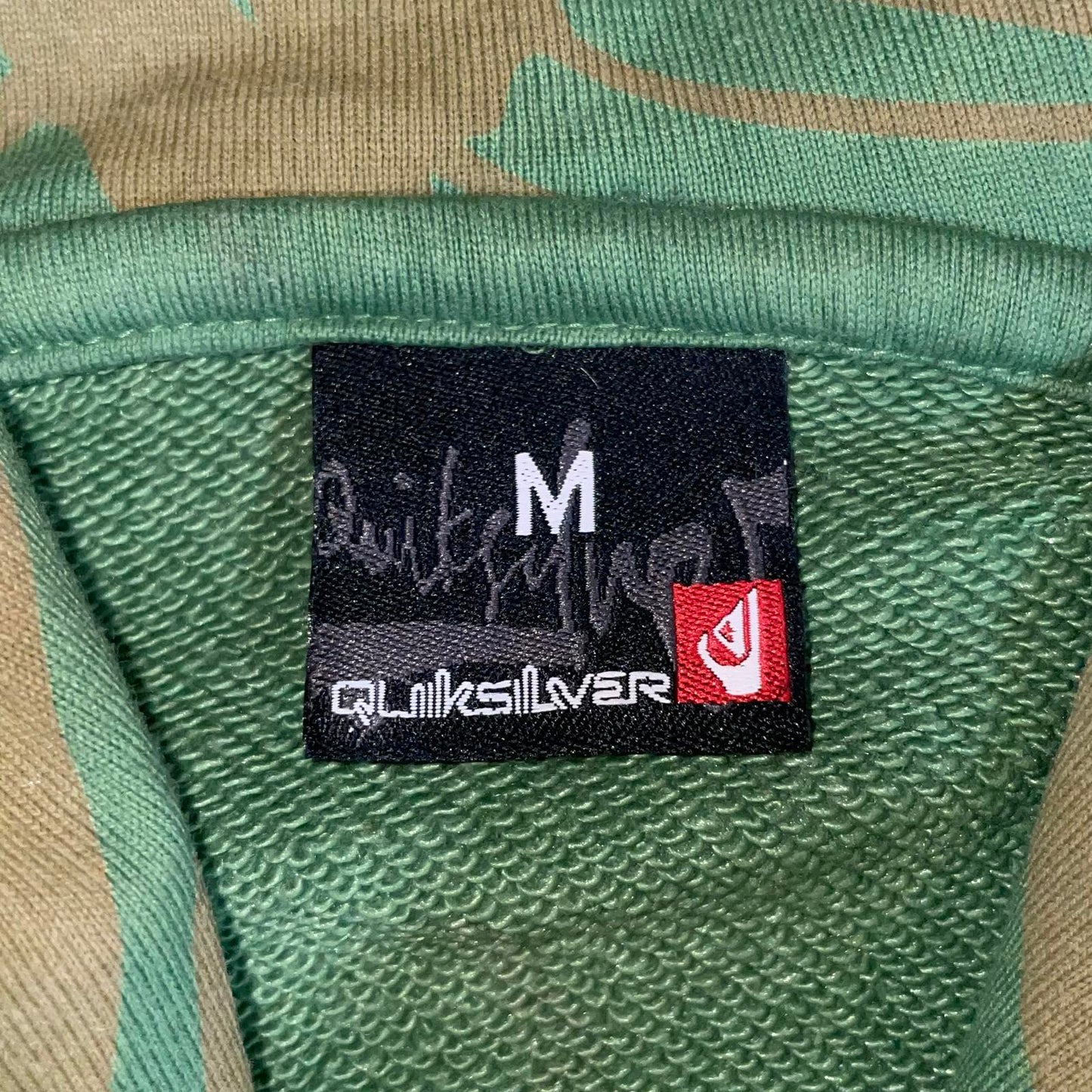 Quiksilver 00s Embroidered Green Zip Hoodie M