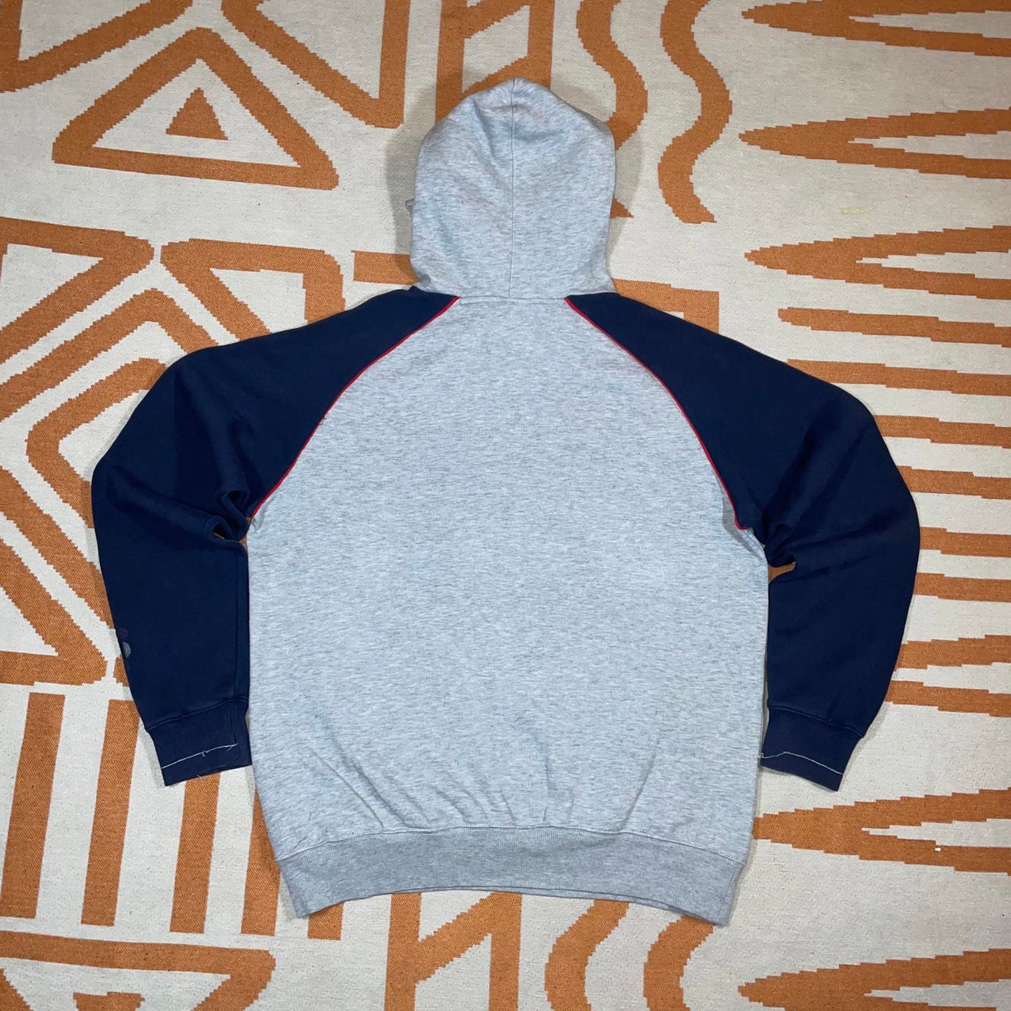 Nike 00s Embroidered Grey/Navy Spell-Out Hoodie L