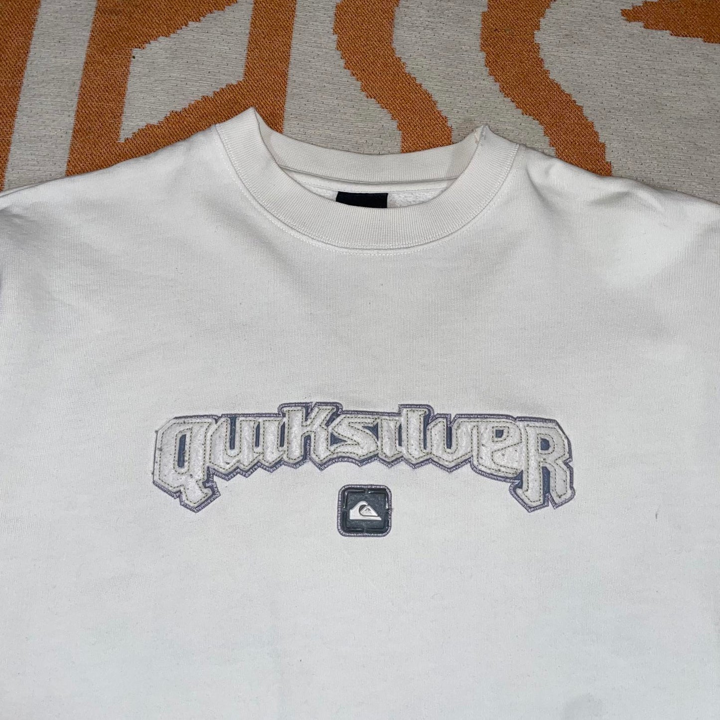 Quiksilver 90s Embroidered Spell-Out White Sweatshirt XL