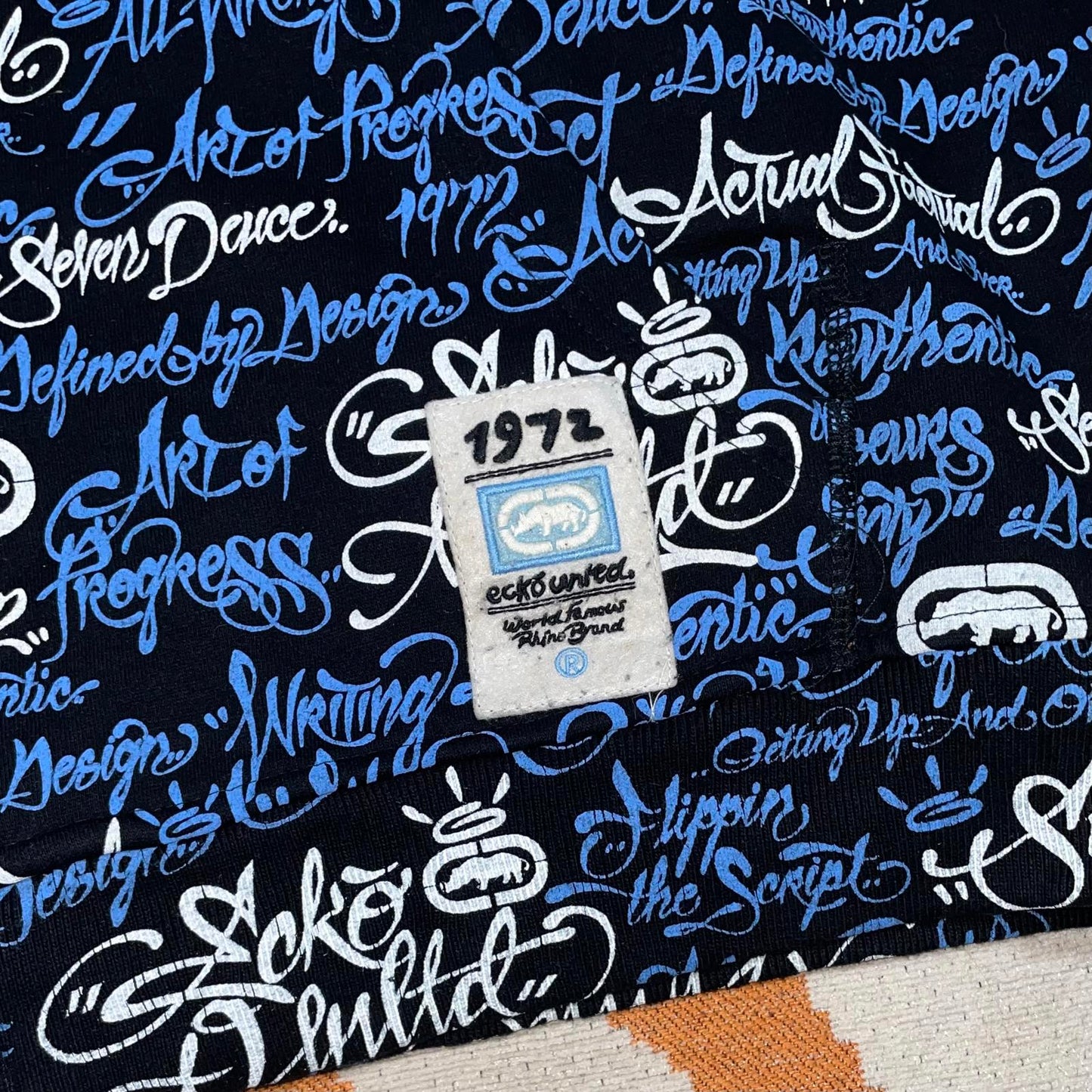 Ecko Unltd. 90s Handstyle Pattern Print Zip Black/Blue Hoodie XXL