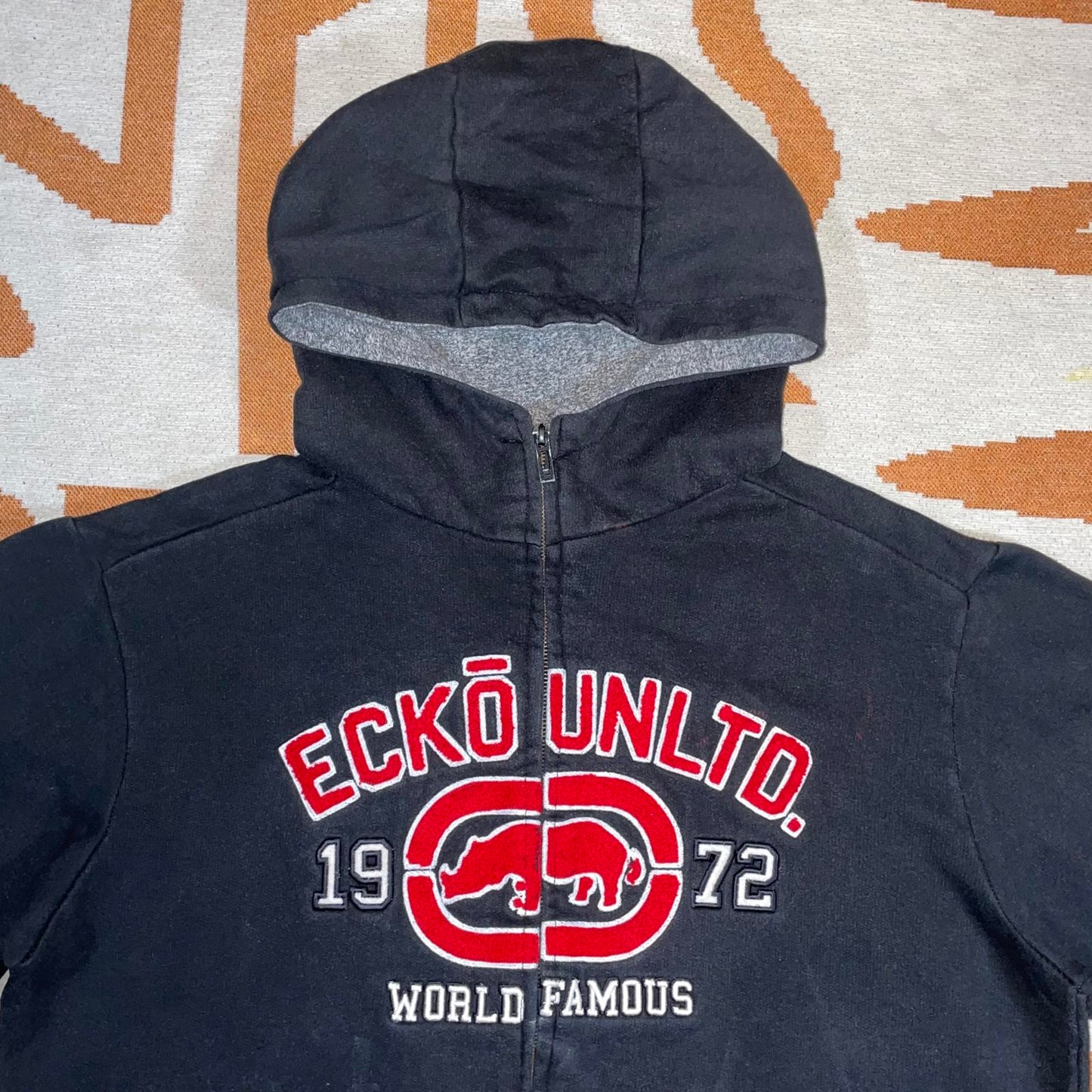 Ecko Unltd. 00s Embroidered Rhino Zip Hoodie L