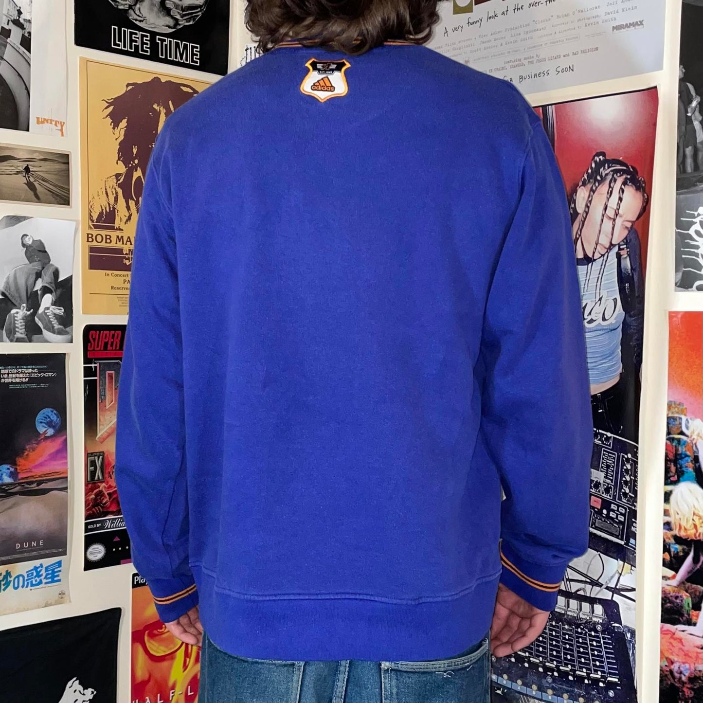 Adidas 90s Varsity Blue Sweatshirt M