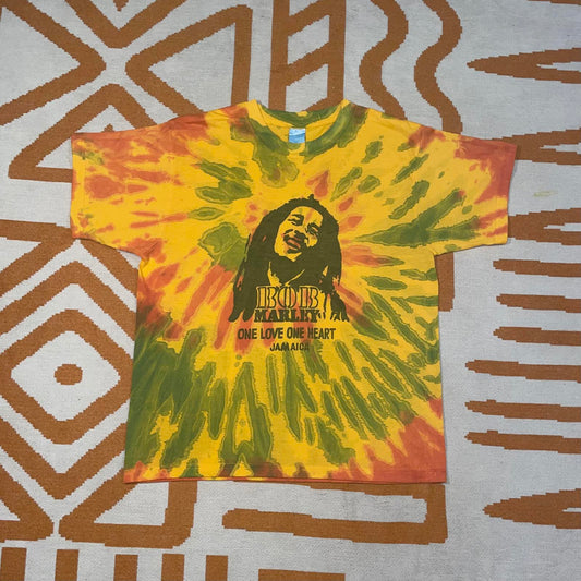 Bob Marley 90s Tie Dye Graphic T-Shirt L