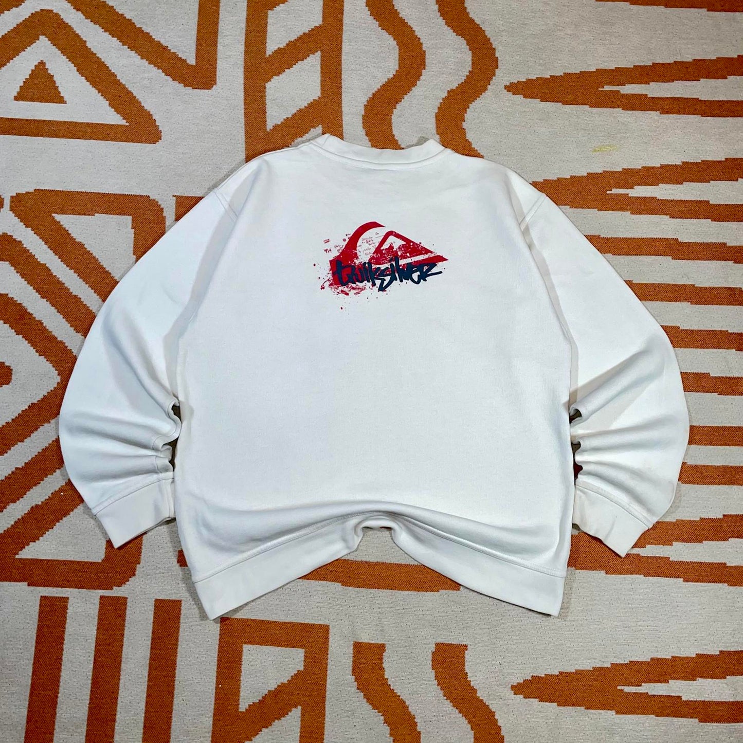 Quiksilver 00s Print White Sweatshirt S