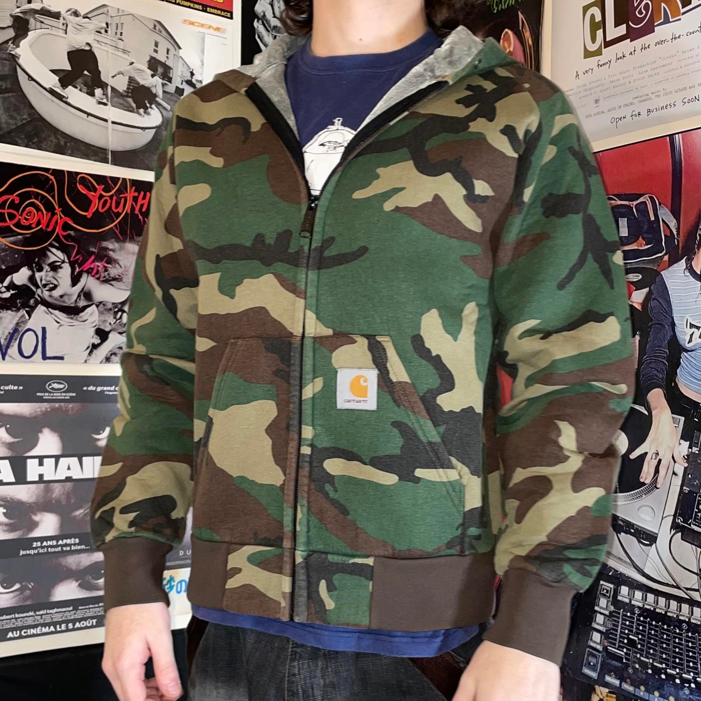 Carhartt 90s Camo Zip Patched Hoodie S