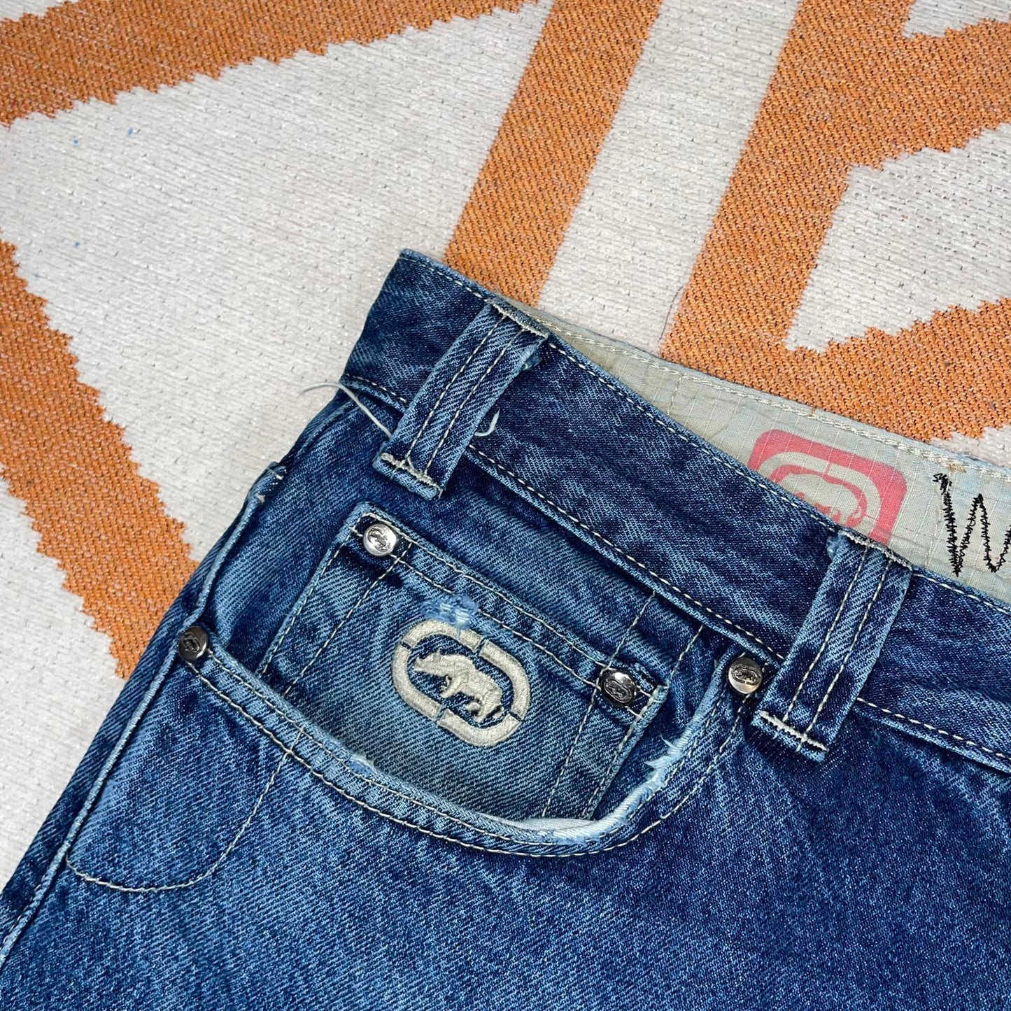 Ecko Unltd. 00s Anniversary Rhino Baggy Blue Jeans 36x30