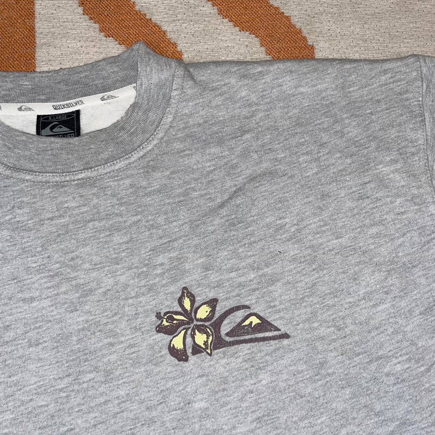 Quiksilver 90s Painted Graphic Print Grey Sweatshirt XL
