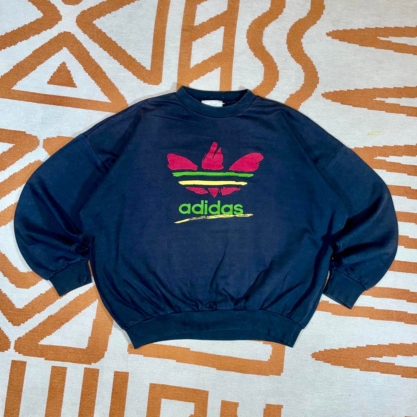 Adidas 90s Print ‘Jamaica’ Logo Sweatshirt S
