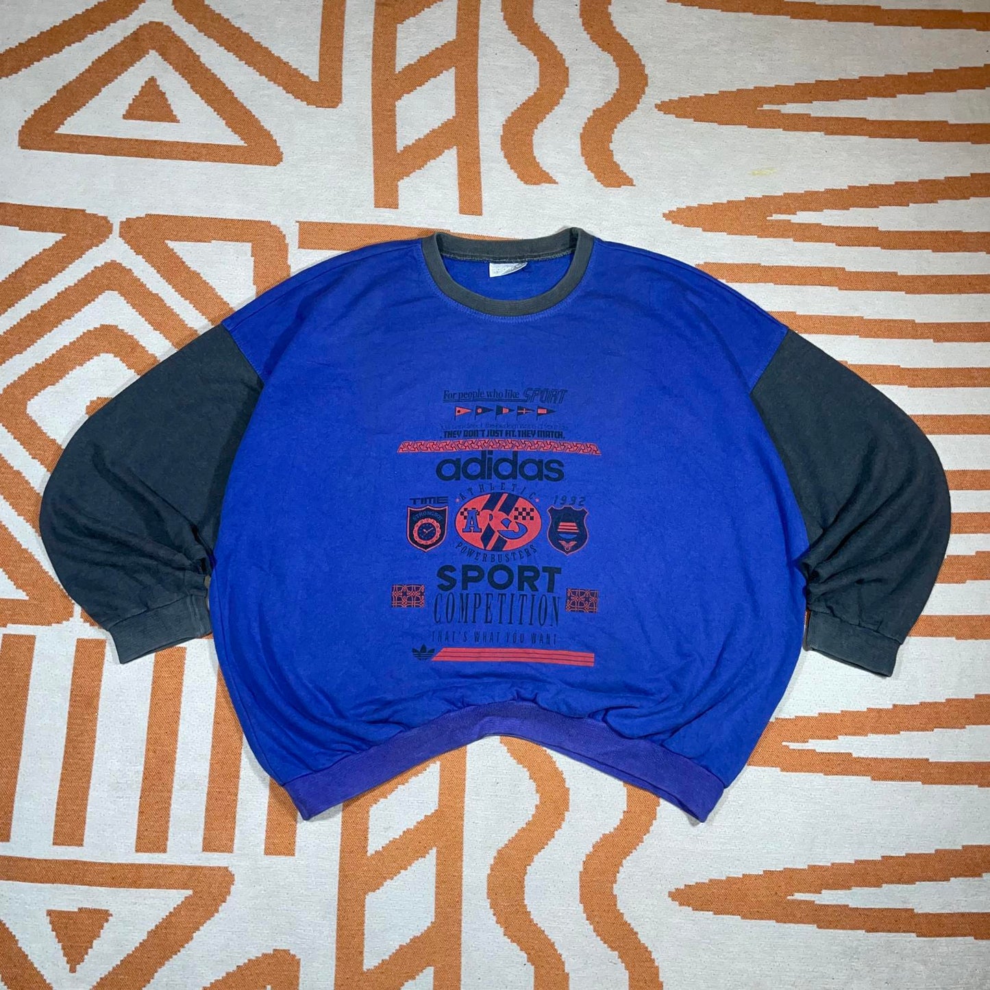 Adidas ‘92 Olympic Sport Print Blue Sweatshirt XXL.