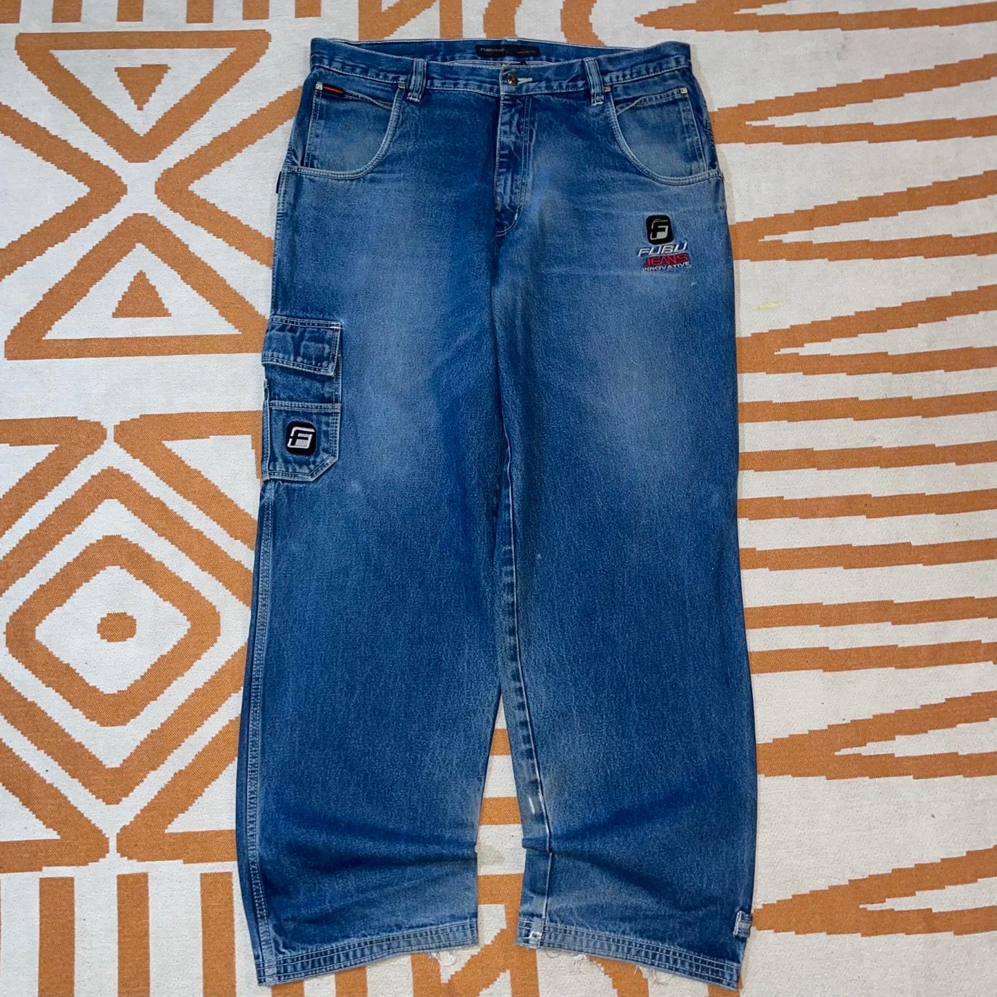 FUBU 90s Baggy Embroidered Jeans 42x34