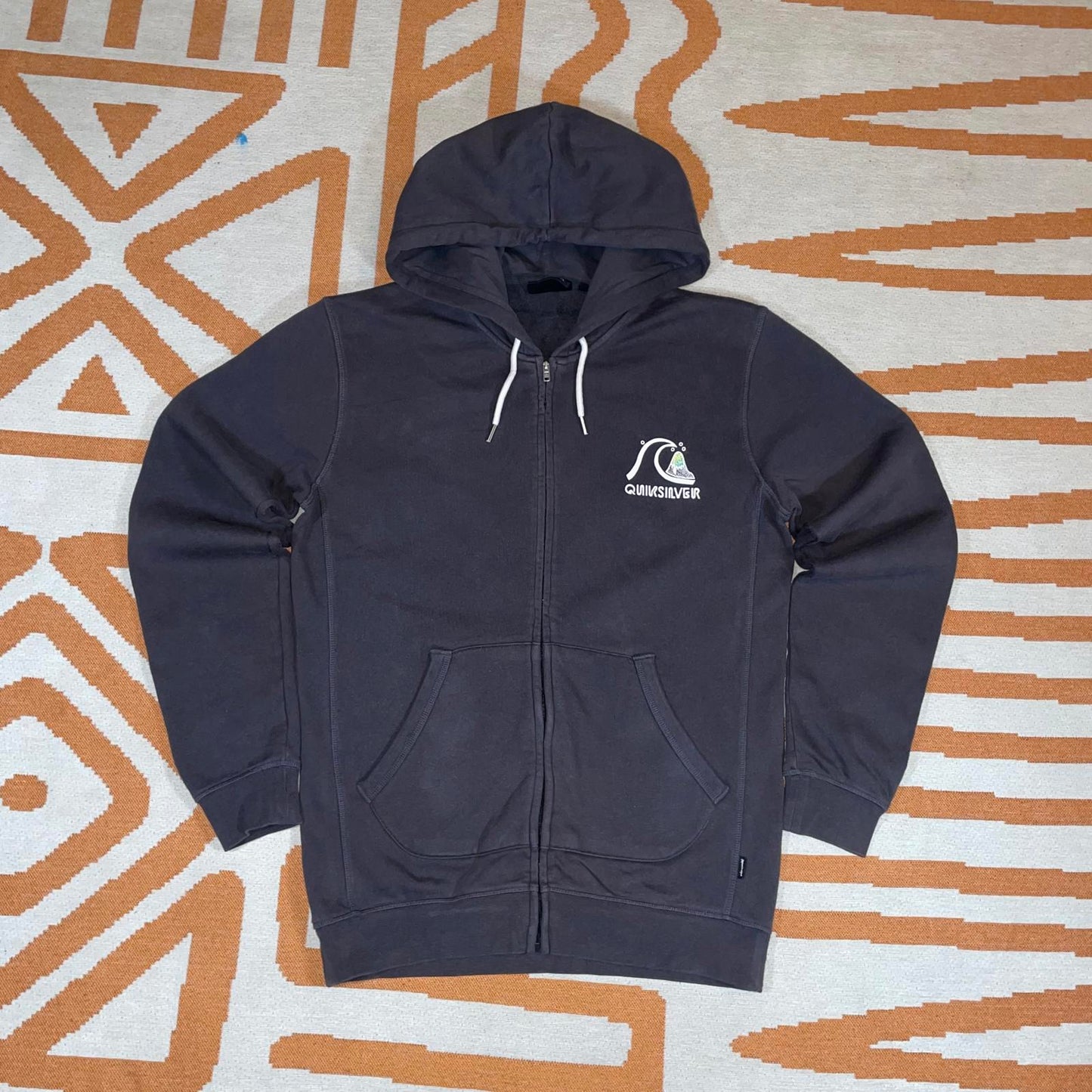 Quiksilver 00s Wave Print Zip Hoodie S