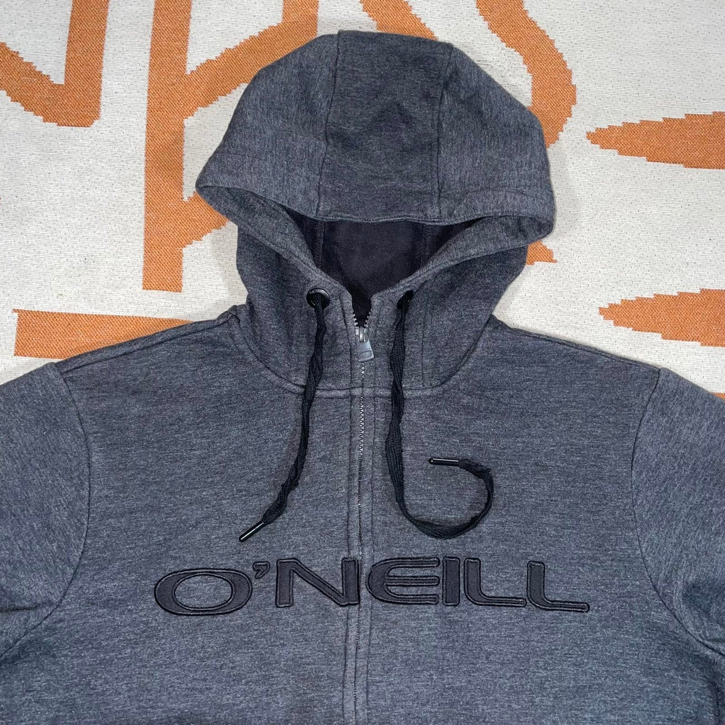 O’Neill 00s Embroidered Grey Surf Zip Hoodie M