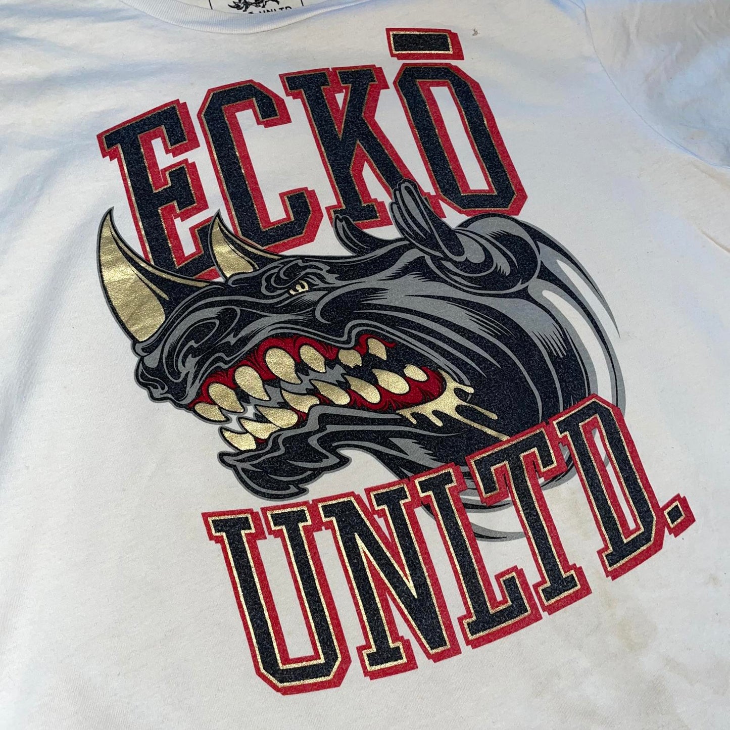 Ecko Unltd. 00s Rhino Print Cream/Gold T-Shirt L