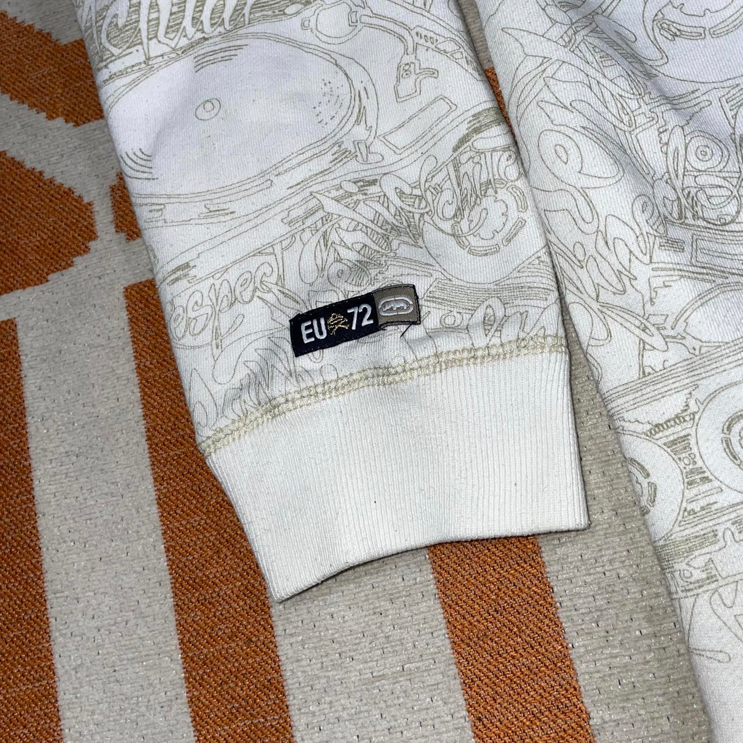 Ecko Unltd. 00s Hip Hop Embroidered Pattern White Sweatshirt XL