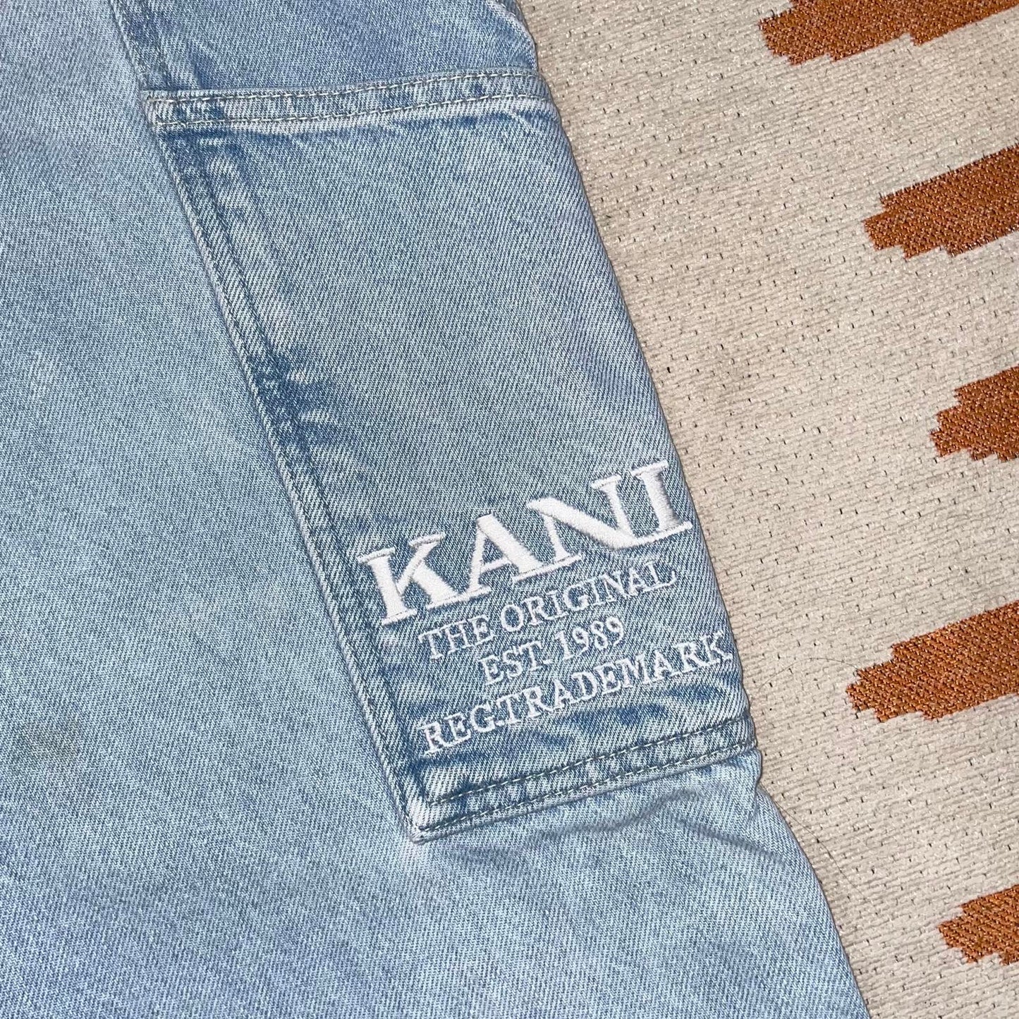 Karl Kani 00s Embroidered Light Blue Denim Jeans 32x32