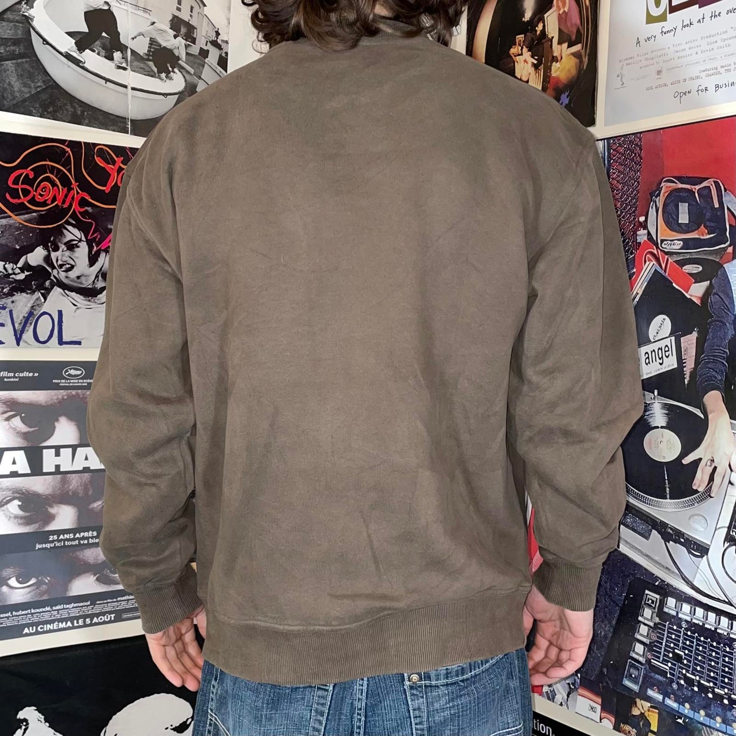 Quiksilver 00s Monogram Print Brown Sweatshirt XL