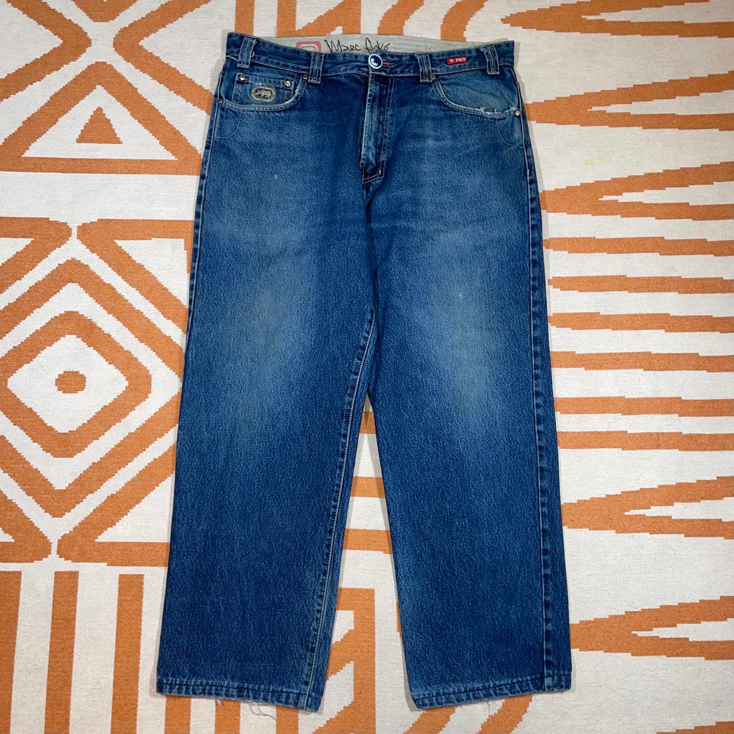 Ecko Unltd. 00s Anniversary Rhino Baggy Blue Jeans 36x30