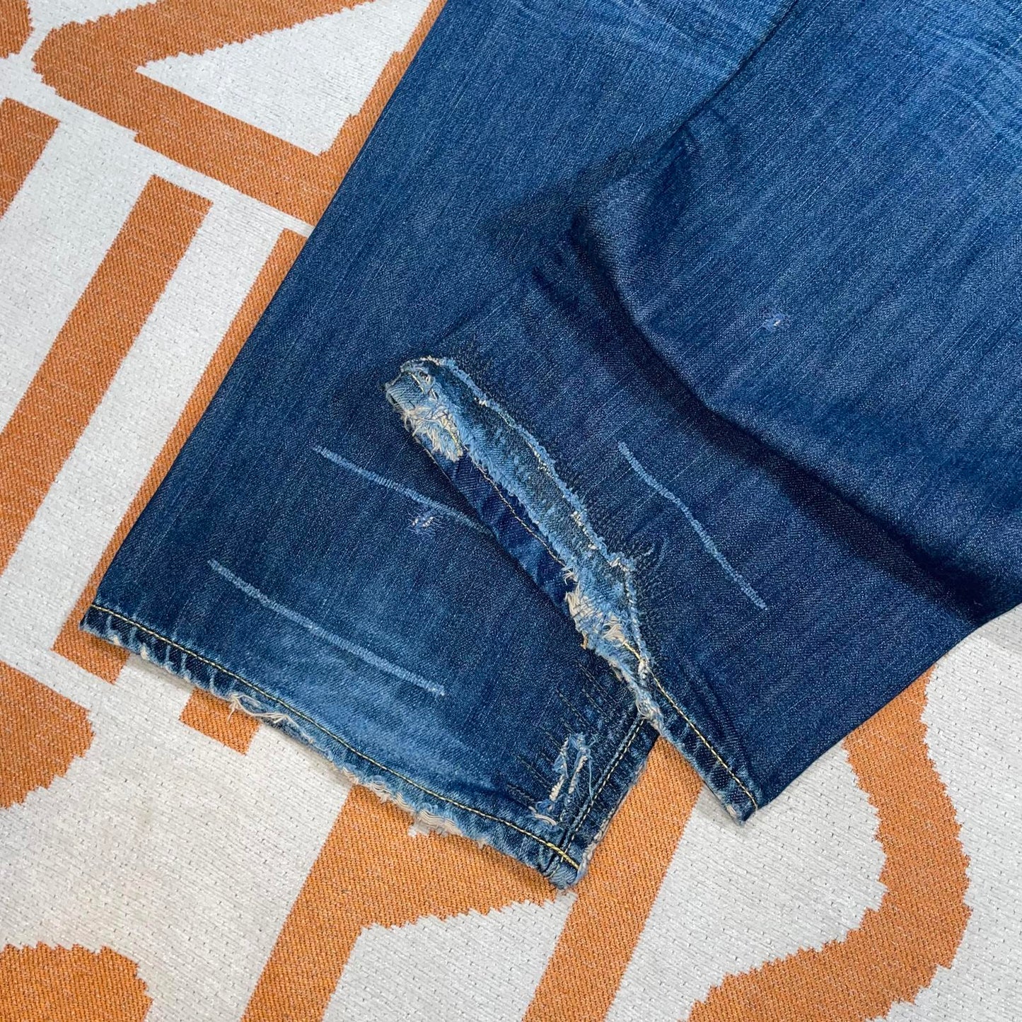 Ed Hardy 00s Embroidered Baggy Blue Denim Jeans 36x34