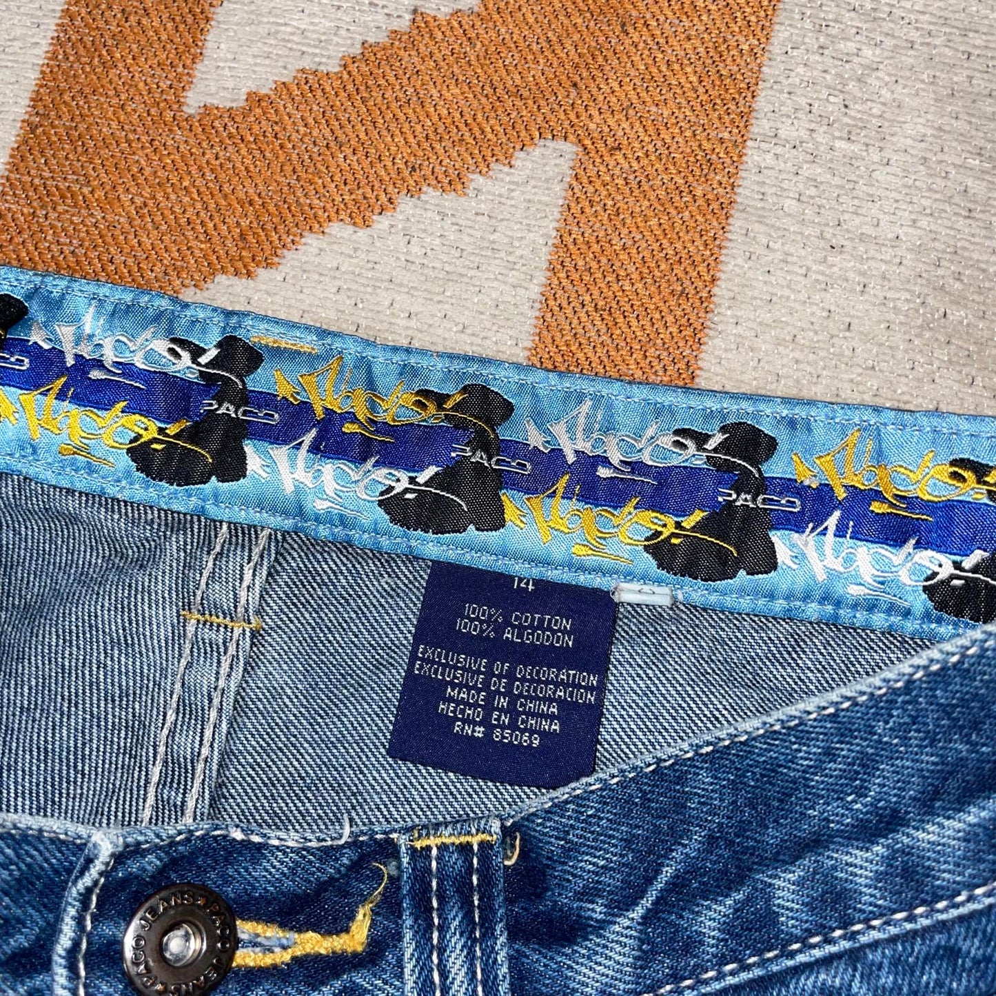 Paco Sport 90s Embroidered Character Denim Blue Jeans 27x30