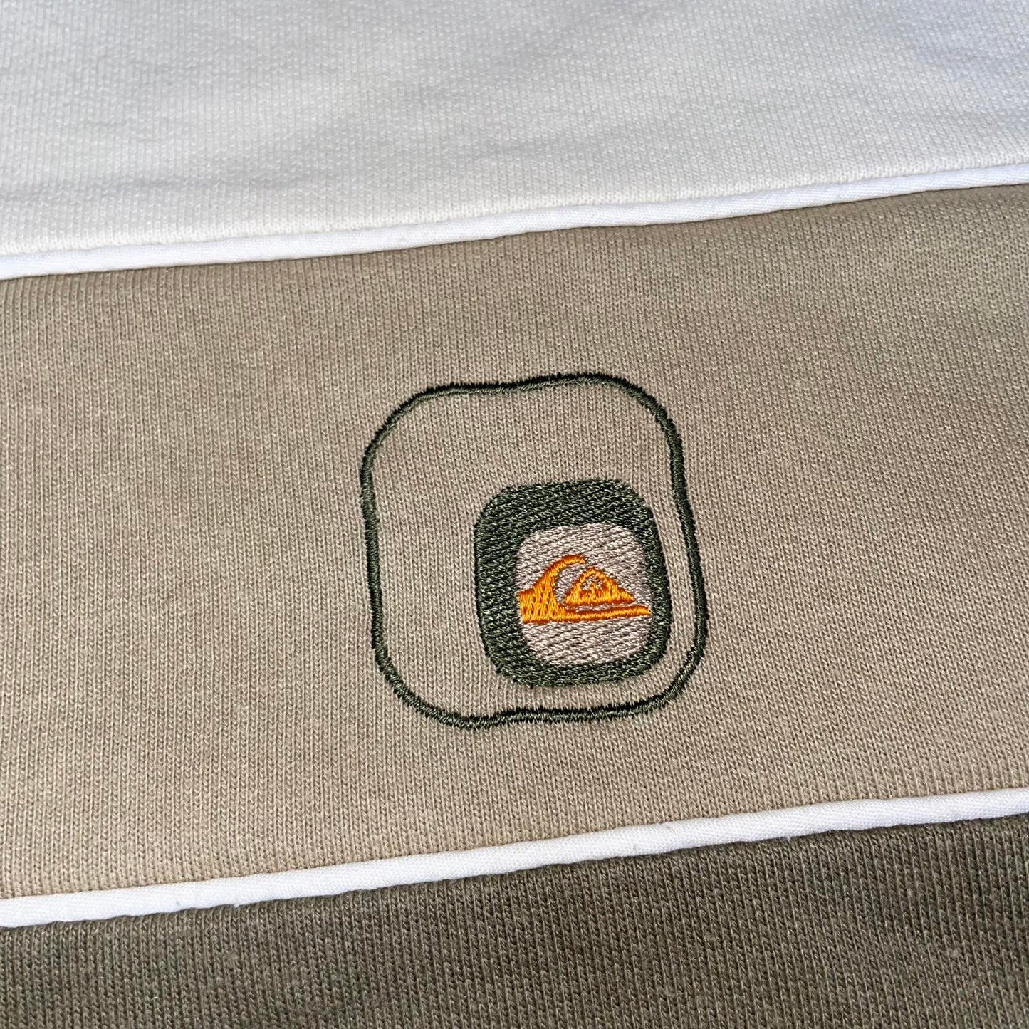 Quiksilver 00s Panelled Logo Khaki Sweatshirt L