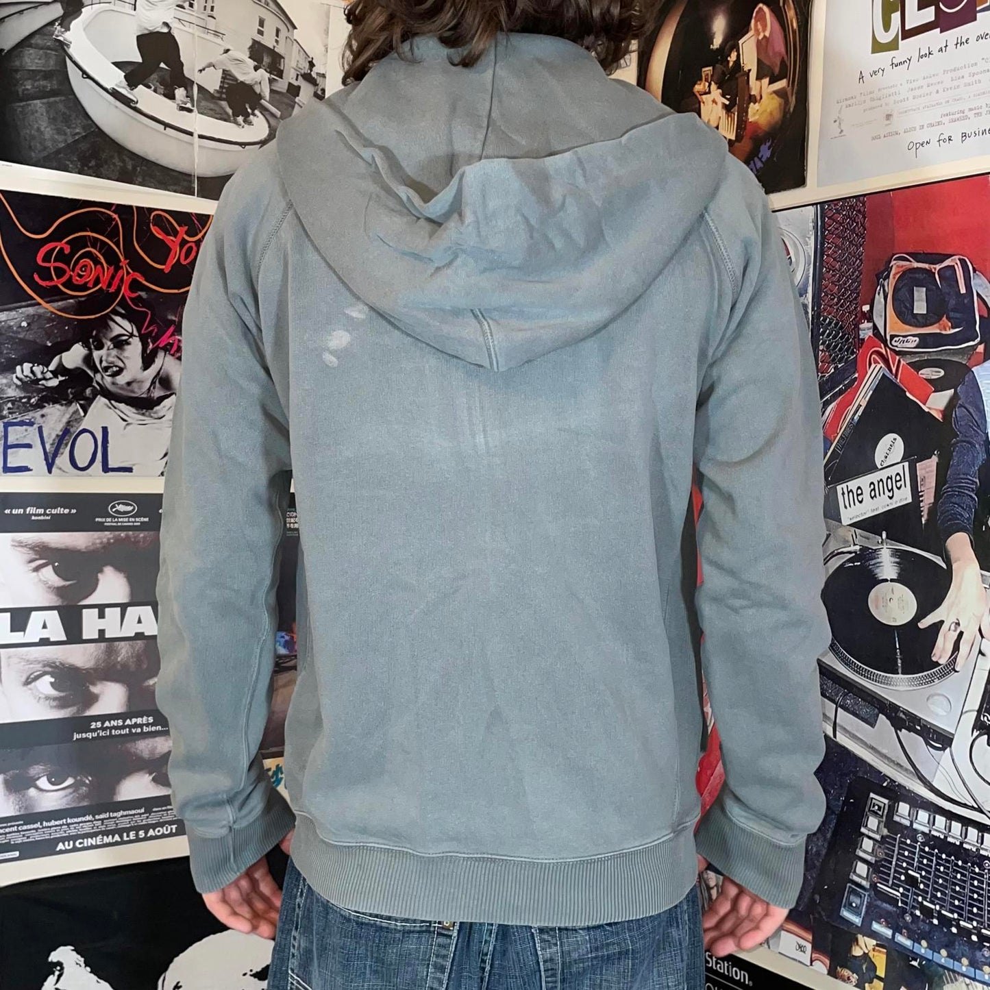 Diesel 00s Patched Spell-Out Grey Zip Hoodie L