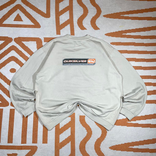 Quiksilver 00s Graphic Surf Cream Sweatshirt XL