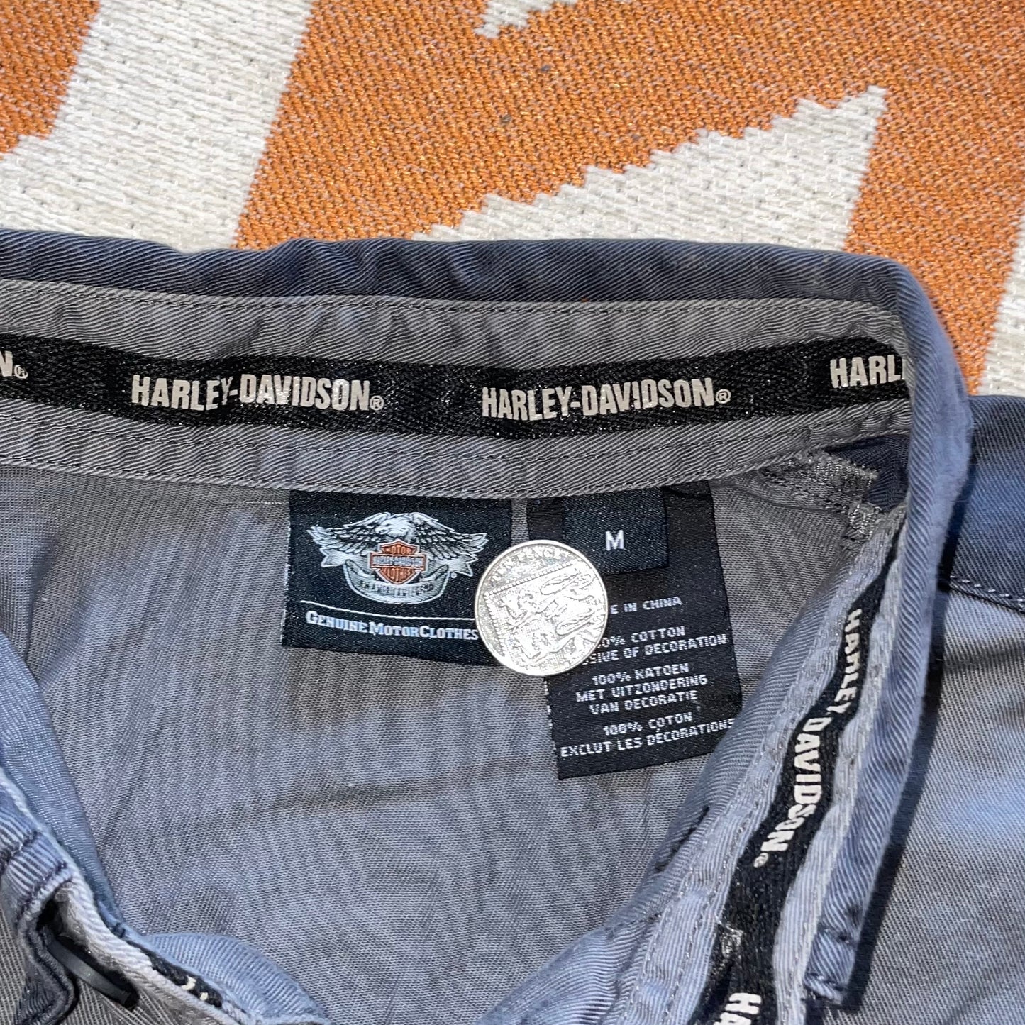 Harley Davidson 00s Printed ‘Army’ Shirt M