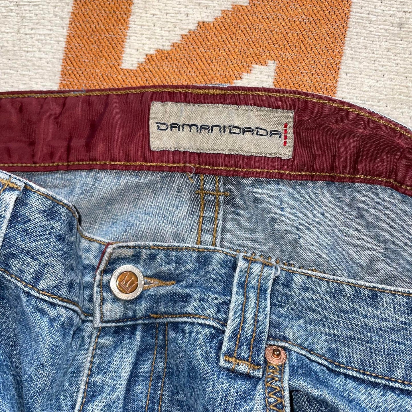 Damani Dada 00s Patch Embroidered Jeans 32x32