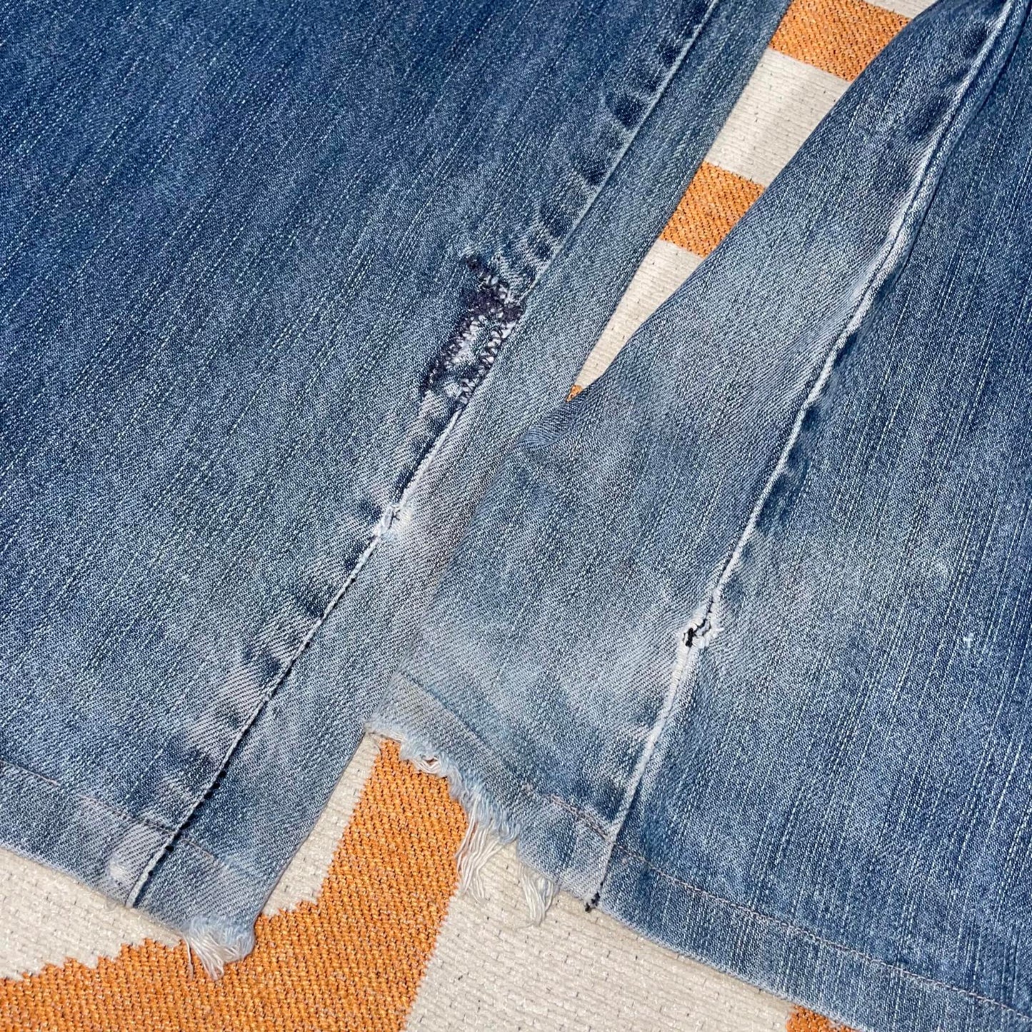 X-Cape 00s Embroidered Baggy Blue Jeans 34x32