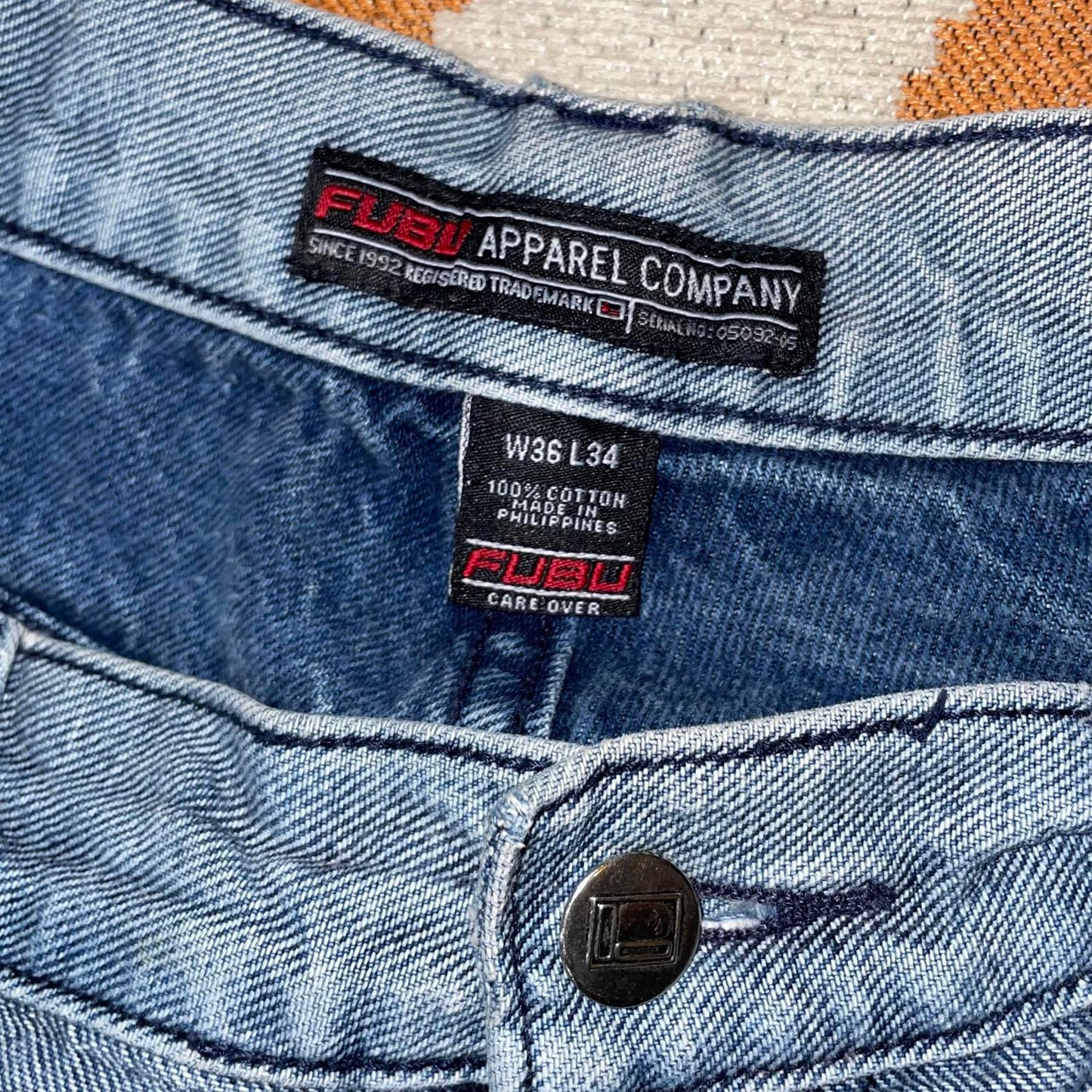 Fubu 90s Baggy Light Blue Denim Carpenter Jeans 36x34