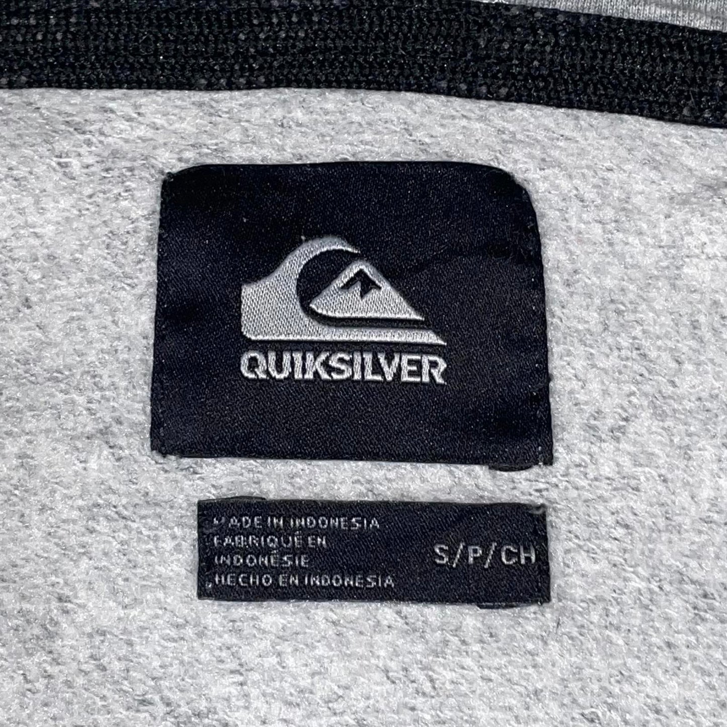 Quiksilver 00s Grey Zip Logo Print Hoodie S