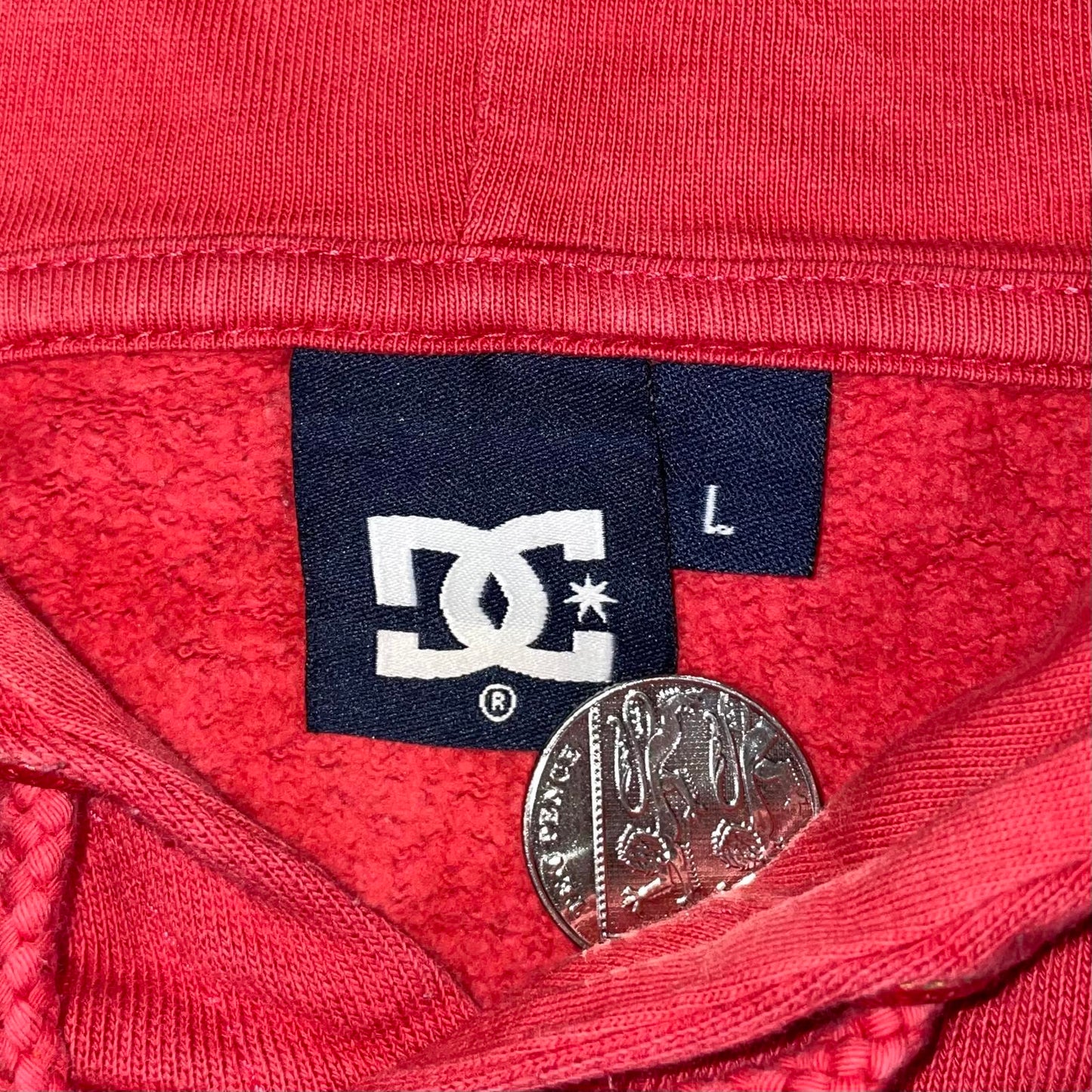 DC 00s Salmon Plaid Graphic Print Hoodie L