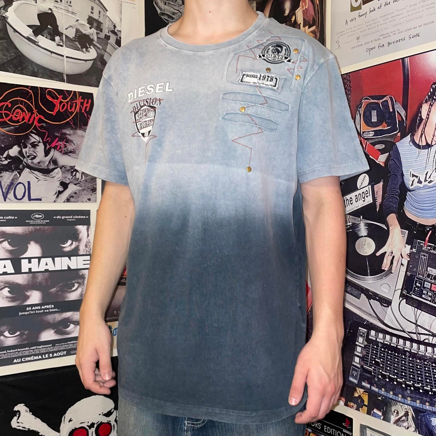 Diesel 00s Embroidered Dyed T-Shirt 3XL
