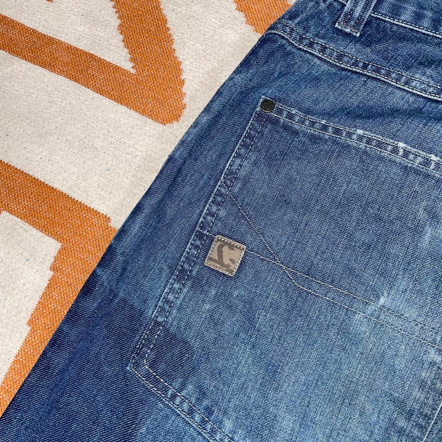 Caffiene 00s Printed Baggy Denim Jeans 32x32