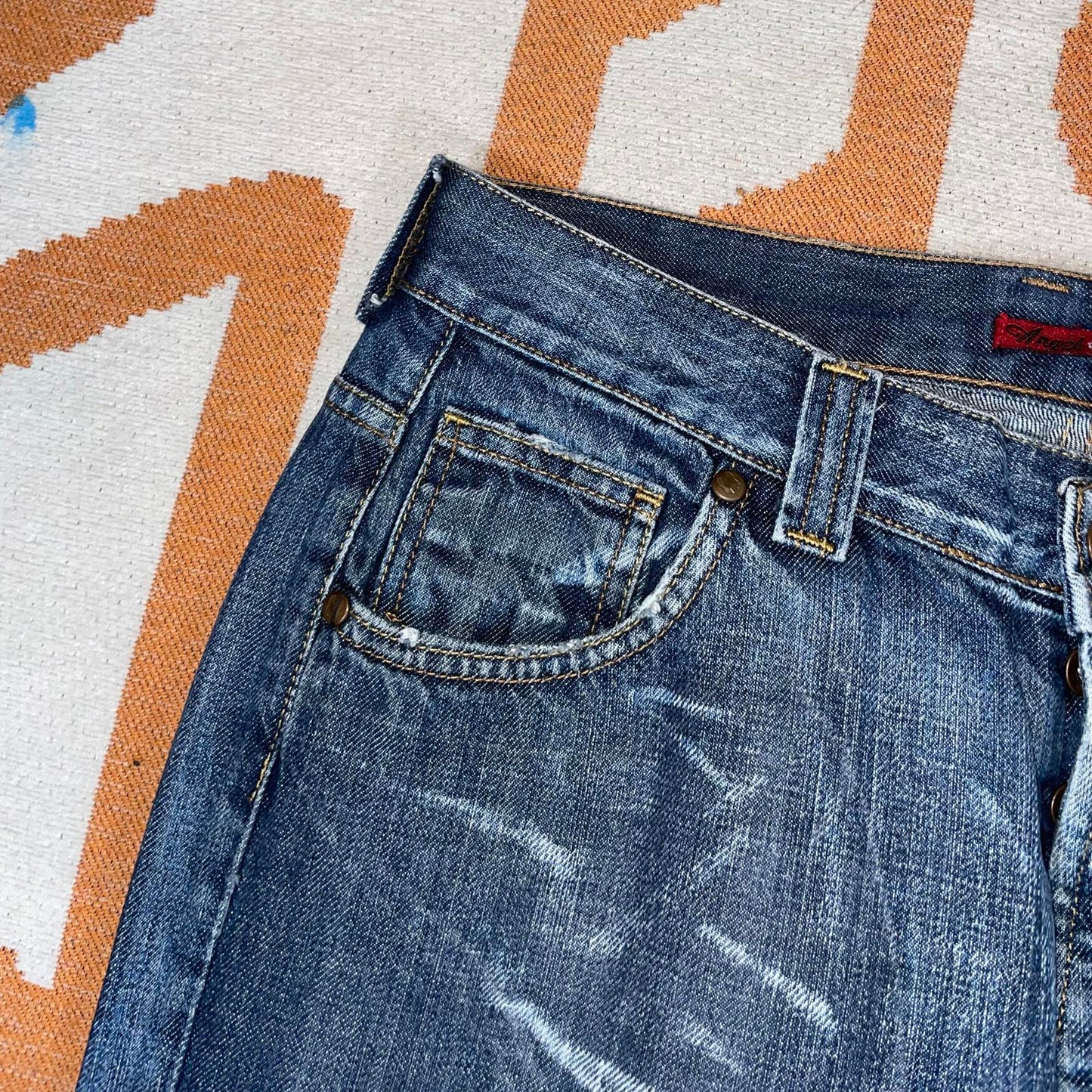 Angel-Devil 00s Printed Wings Denim Jeans 34x32