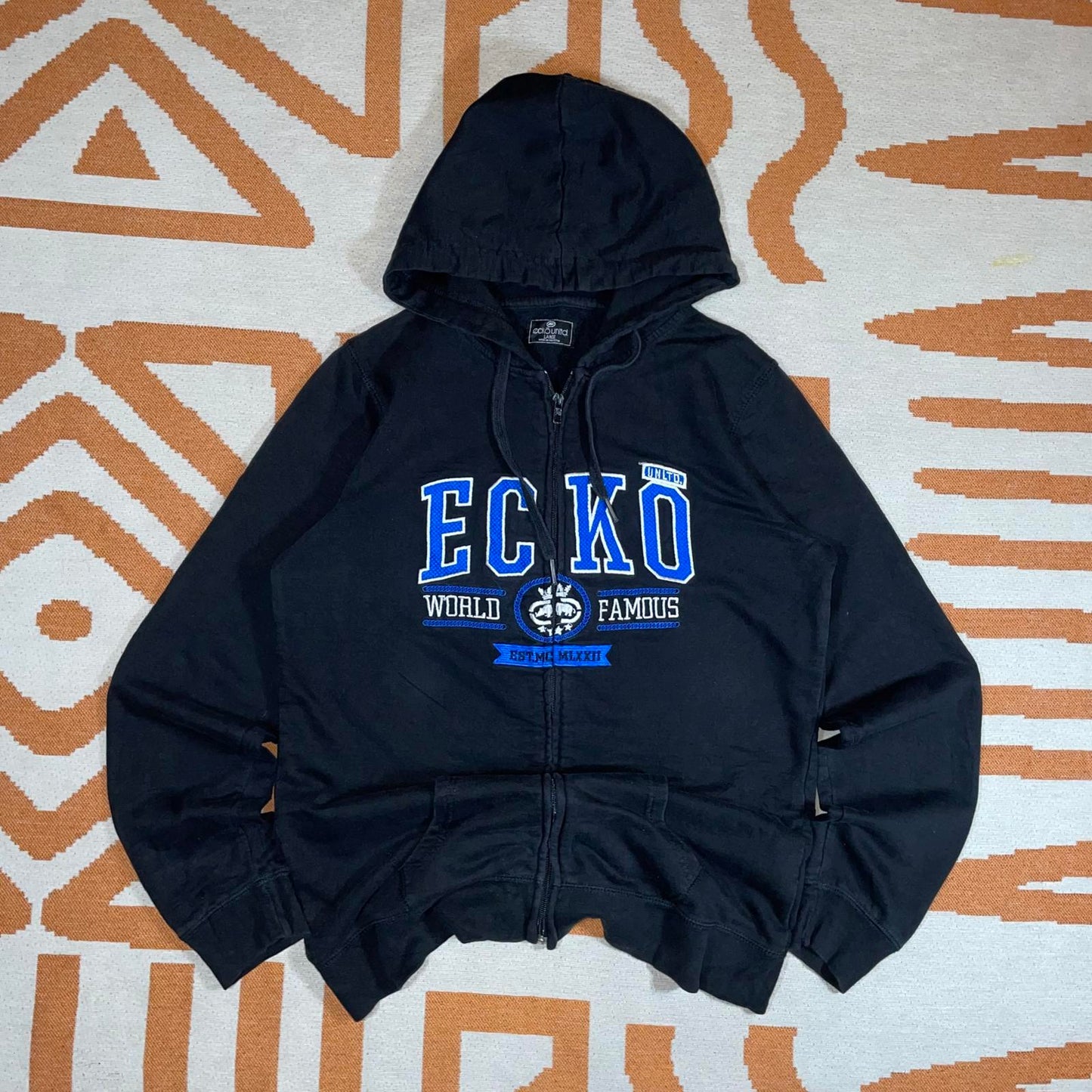 Ecko Unltd. 00s Embroidered Zip Black Hoodie L
