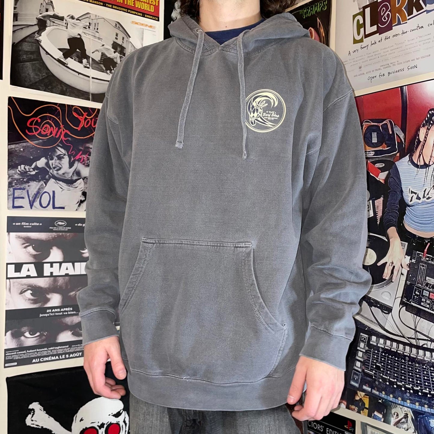 O’Neill 90s Surf Shop Art Print Grey Hoodie XL