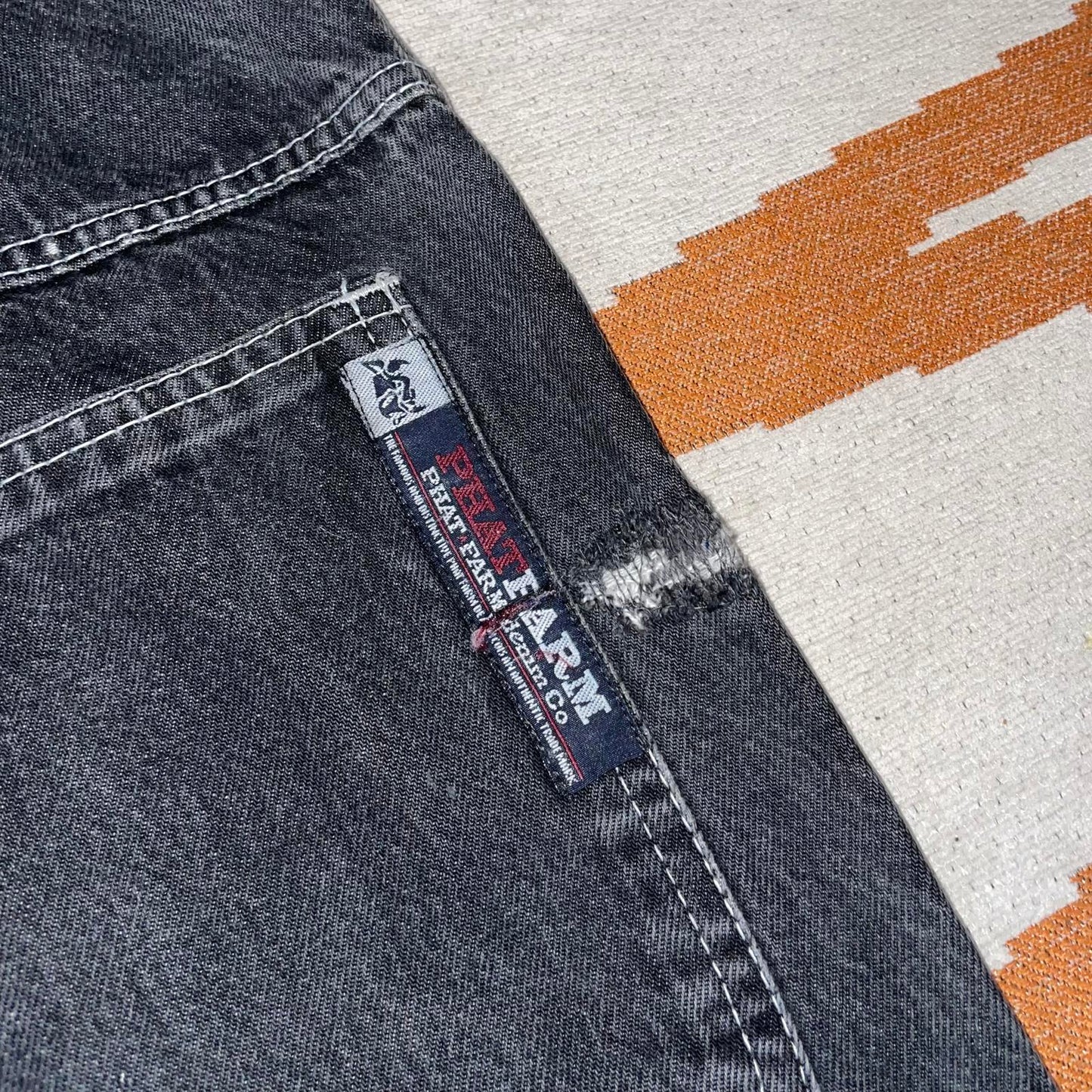 Phat Farm 90s Black Baggy Denim Carpenter Jeans 40x32