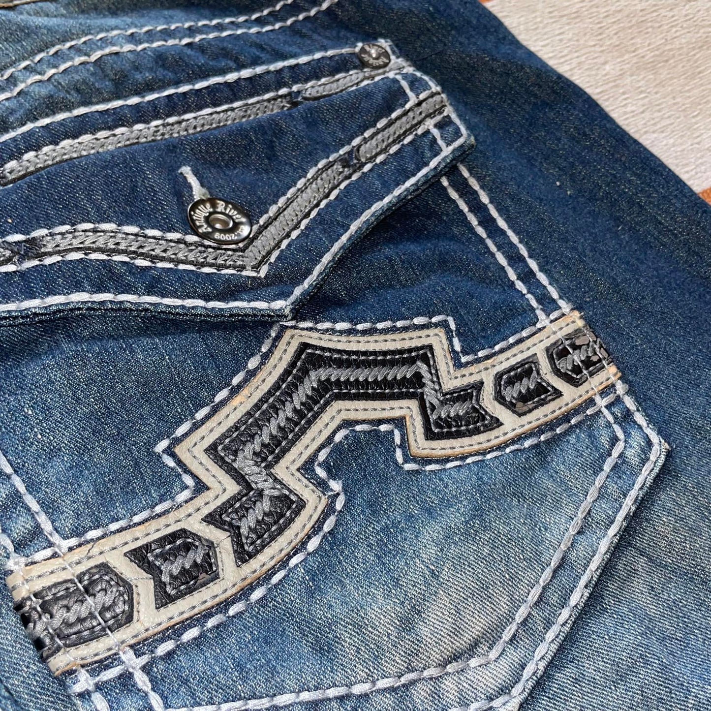 Antique Rivet 00s Contrast Stitch Jeans 42x32