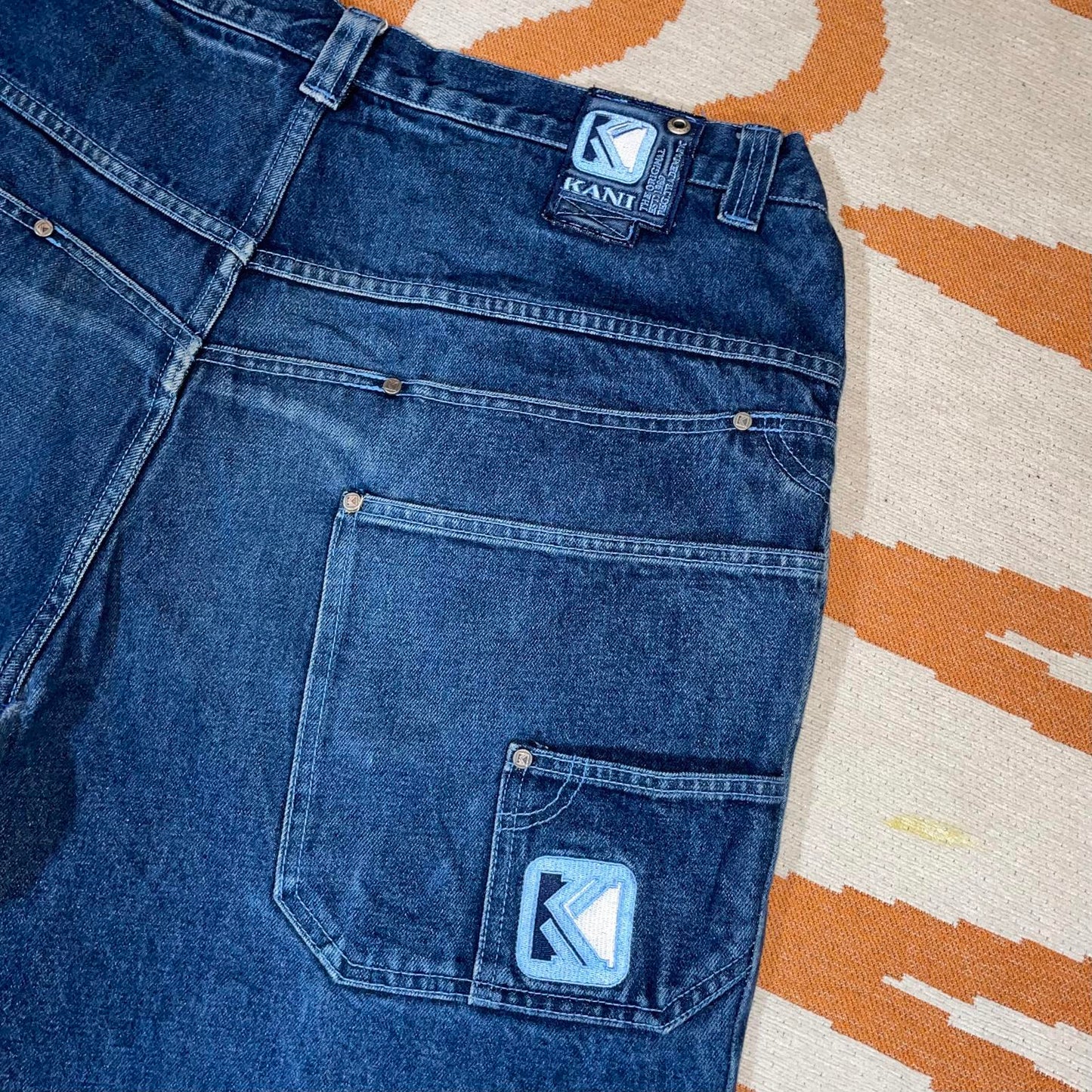 Karl Kani 90s Embroidered Baggy Blue Denim Jeans 38x32