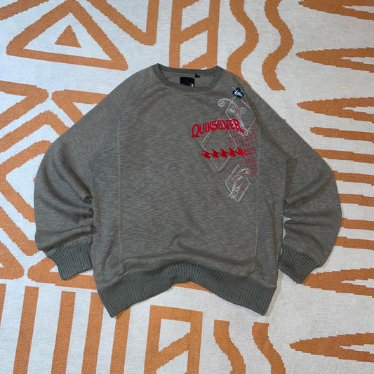 Quiksilver 00s Embroidered/Patched Sweatshirt L