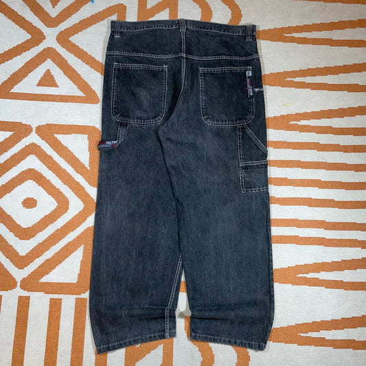 Phat Farm 90s Black Baggy Denim Carpenter Jeans 40x32