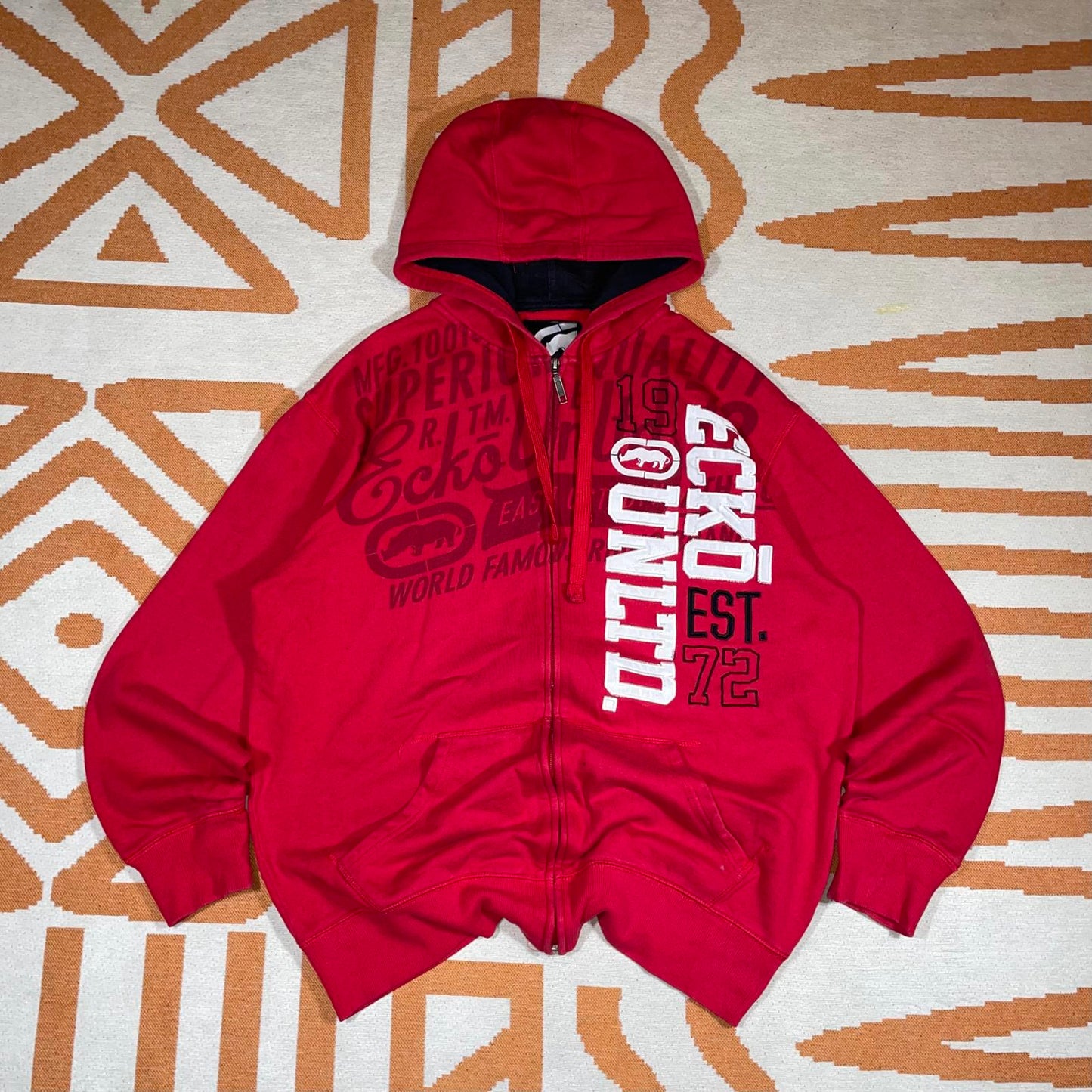 Ecko Unltd. 00s Embroidered Red Zip Hoodie XL