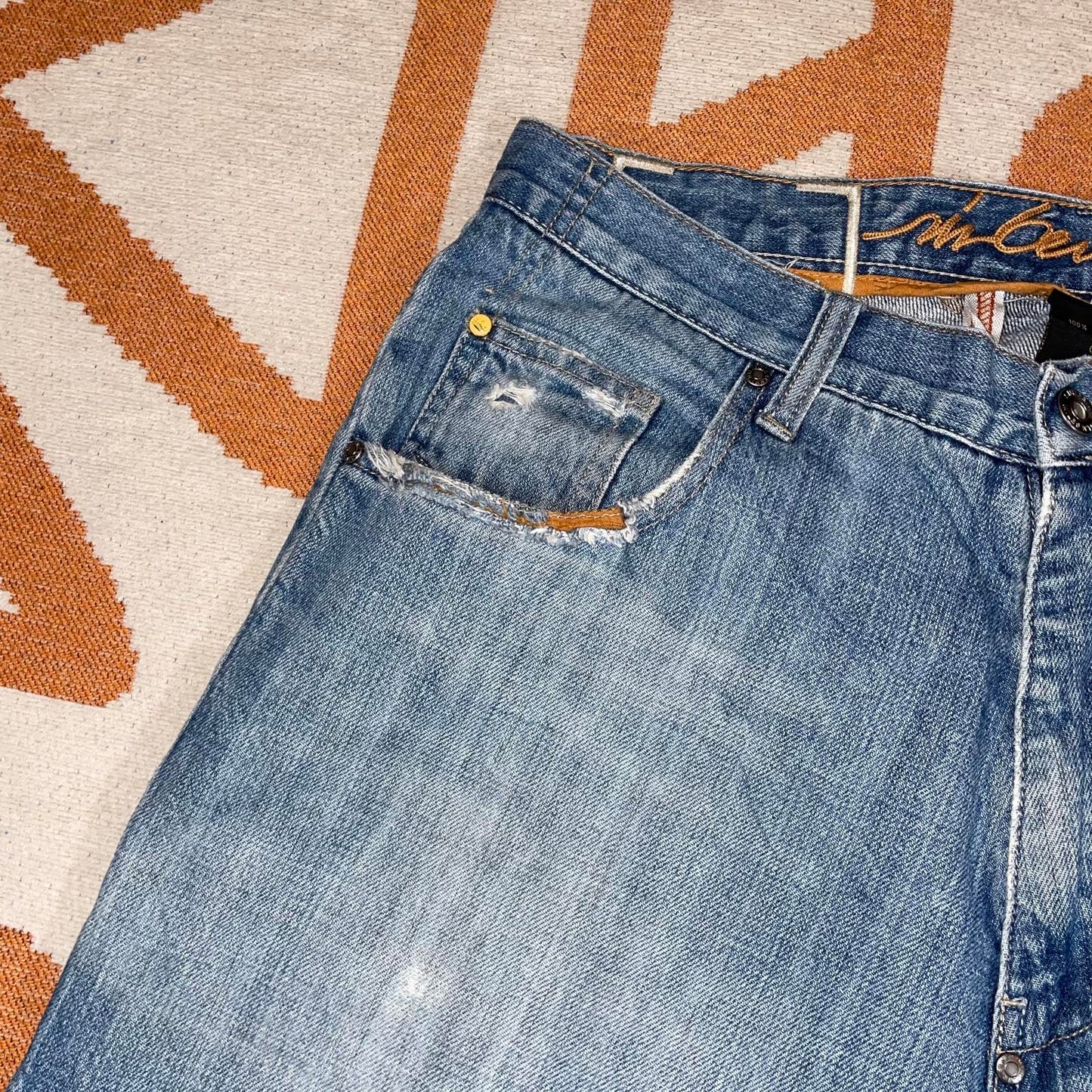 Sir Benni Miles 90s Embroidered Blue Denim Jeans 32x33