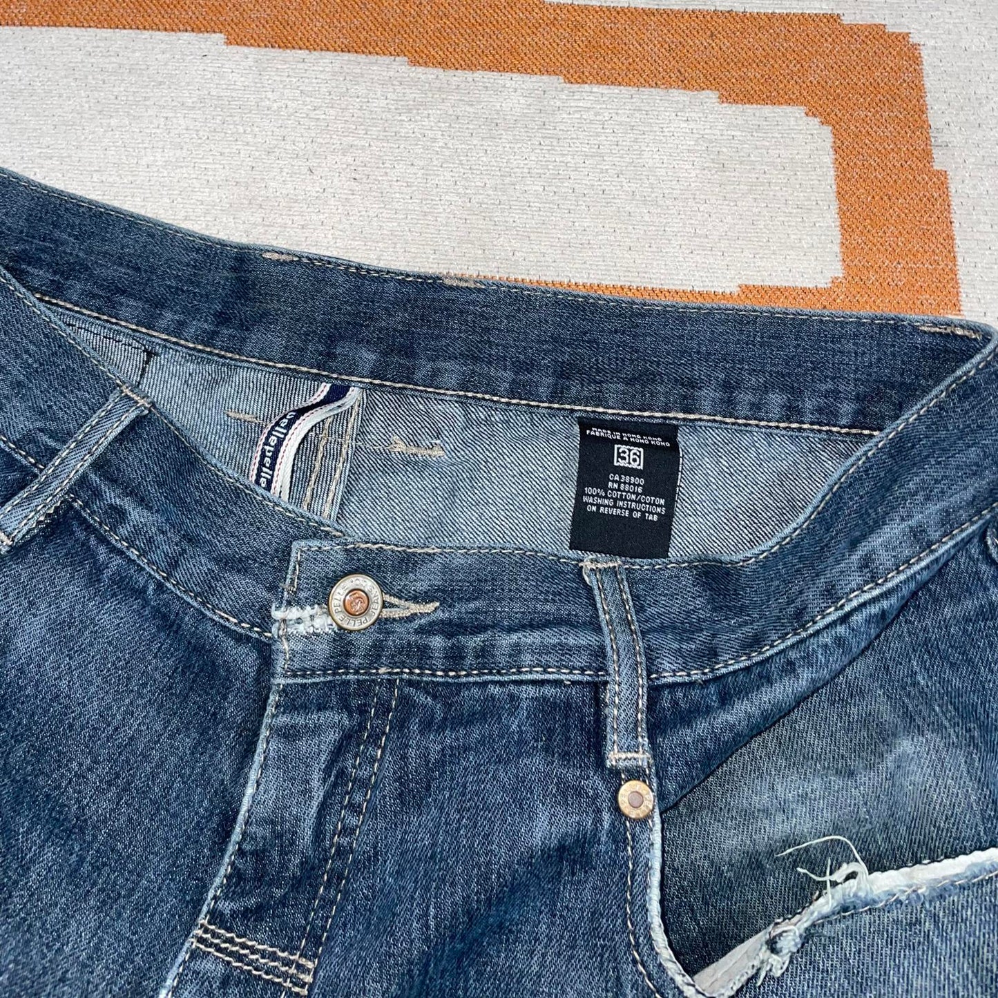 Pelle Pelle 00s Embroidered Dark Blue Baggy Denim Jeans 36x32