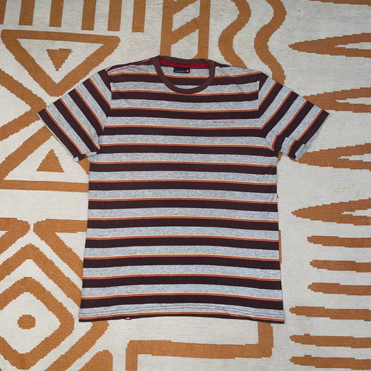 Quiksilver 00s Striped Print T-Shirt L