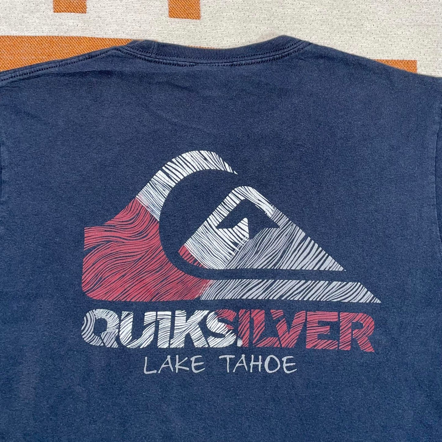 Quiksilver 00s Lake Tahoe Logo Print T-Shirt M