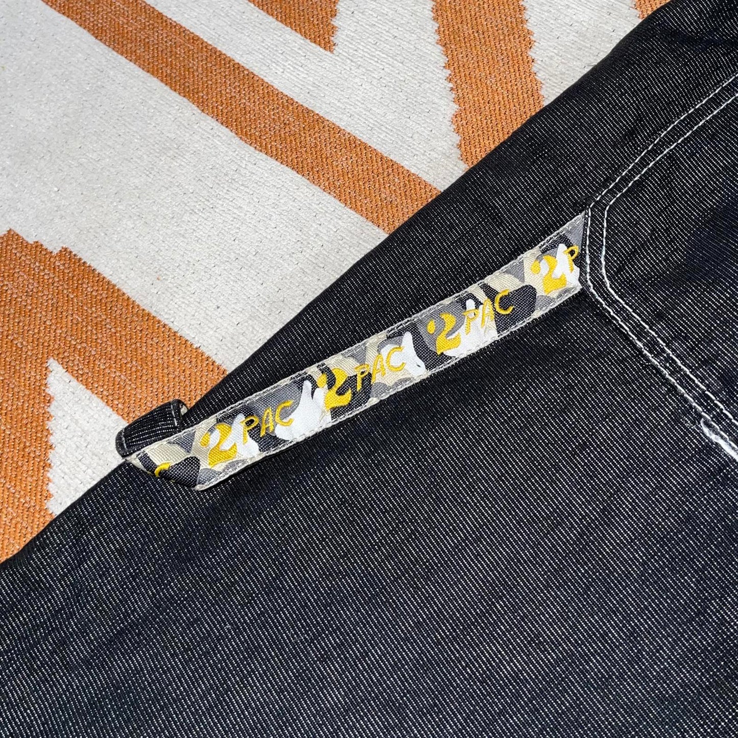2Pac 90s Embroidered Baggy Black Denim Jeans 36x34