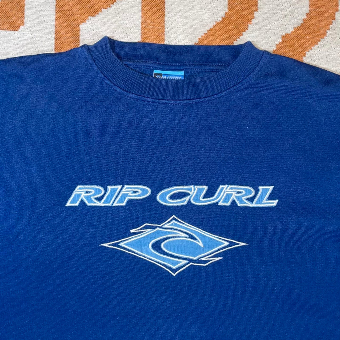 Rip Curl 90s Embroidered Logo Blue Sweatshirt XL