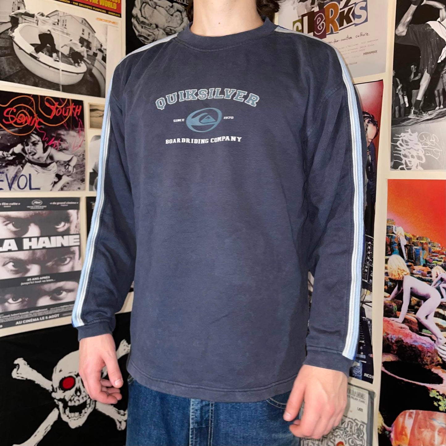 Quiksilver 00s Striped Print Sweatshirt M